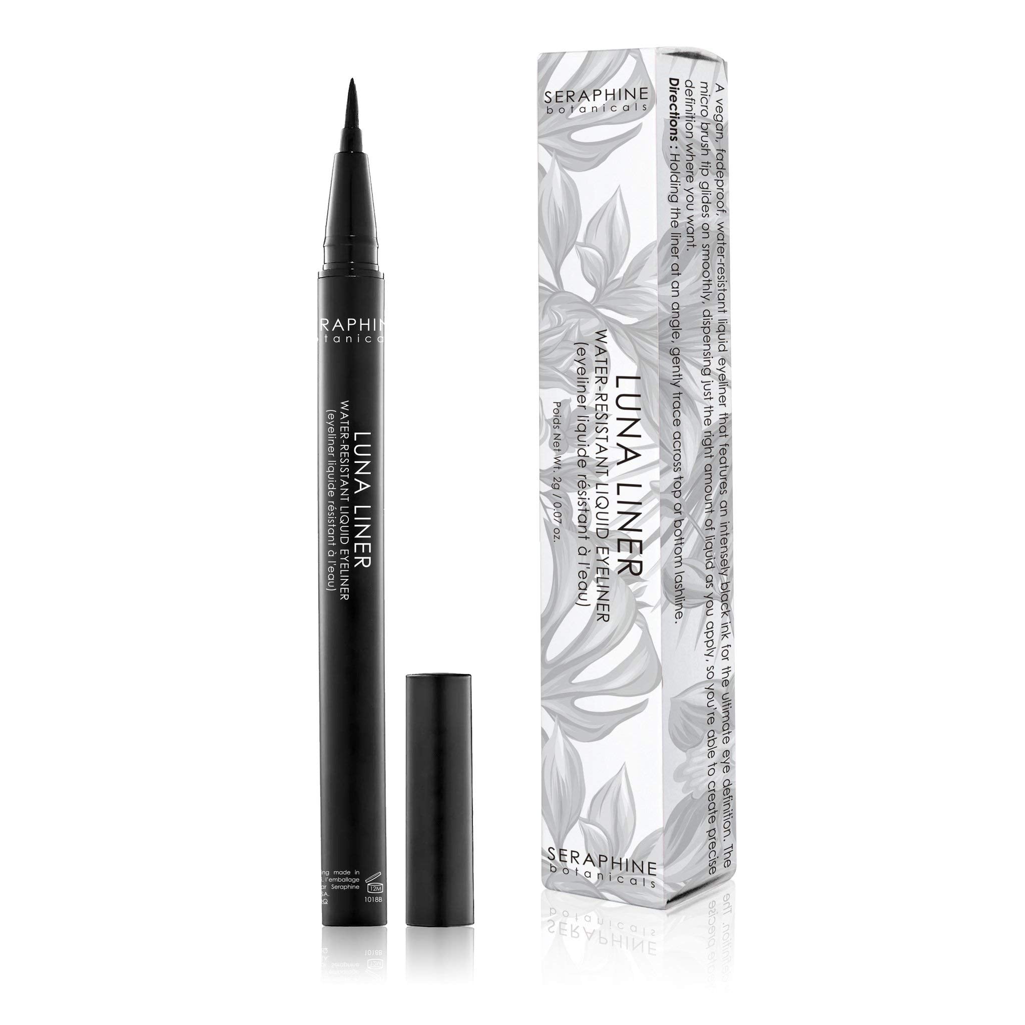 Seraphine Botanicals Luna Waterproof Liquid Eye Liner – Ultra-Fine Tip, Smudge-Resistant