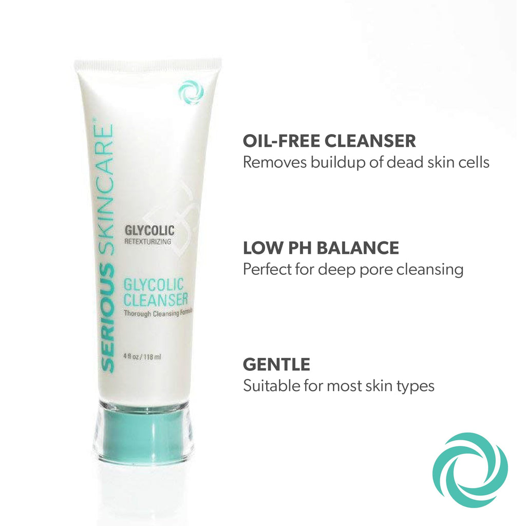 Serious Skincare Glycolic Cleanser – Daily Exfoliating Face Wash with 10% Glycolic