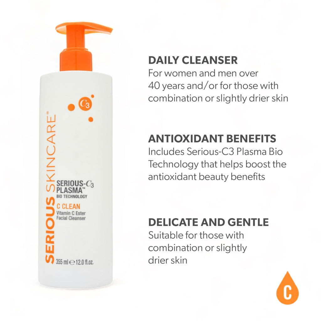 Serious Skincare Hydrating C Cleanser | Gentle Vitamin C Ester + Collagen (12 oz)