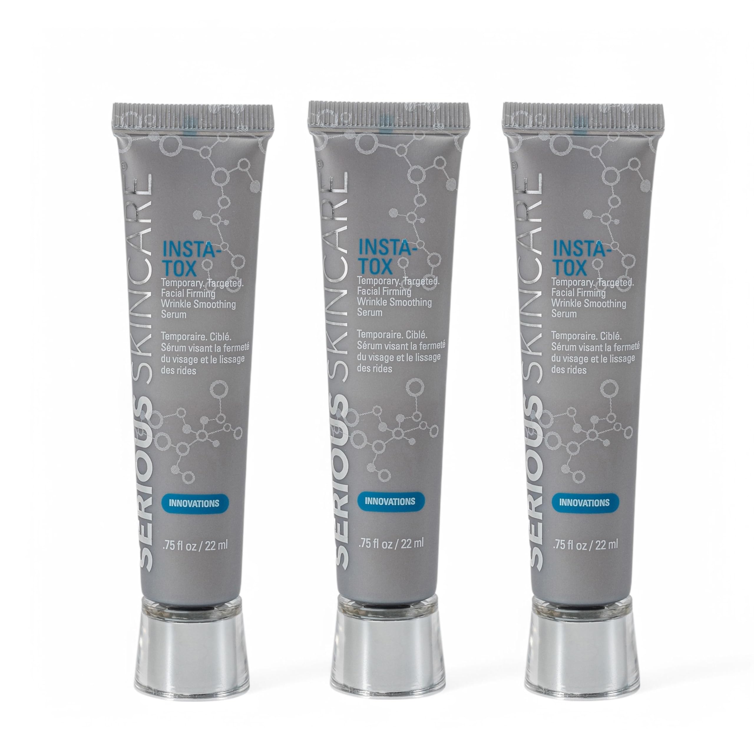 Serious Skincare INSTA-TOX Instant Wrinkle Smoothing Serum Trio – Temporary Tightening, Quick Results, 3 x 0.75 fl oz