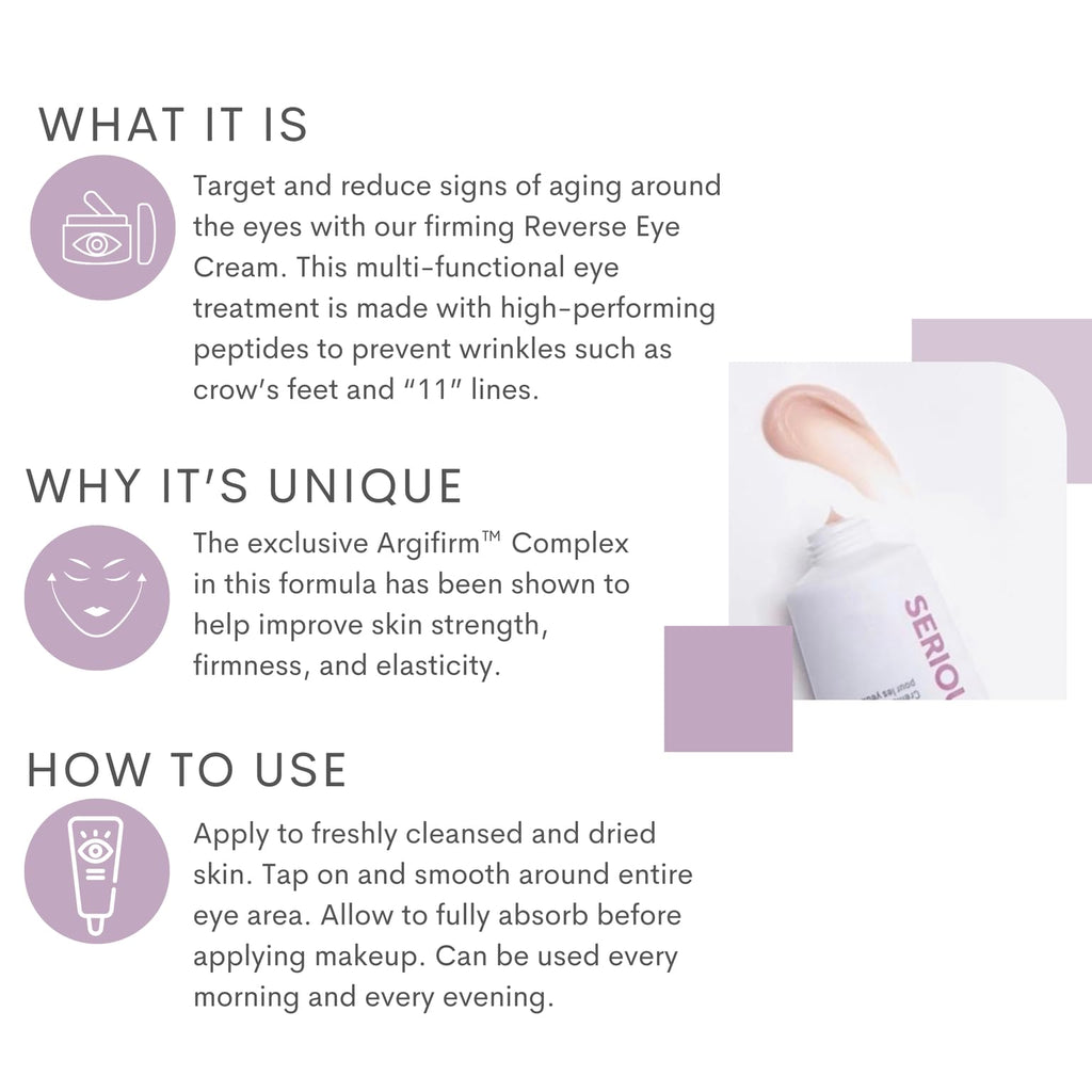 Serious Skincare Reverse Lift Eye Cream with Peptides – Hydration & Firming