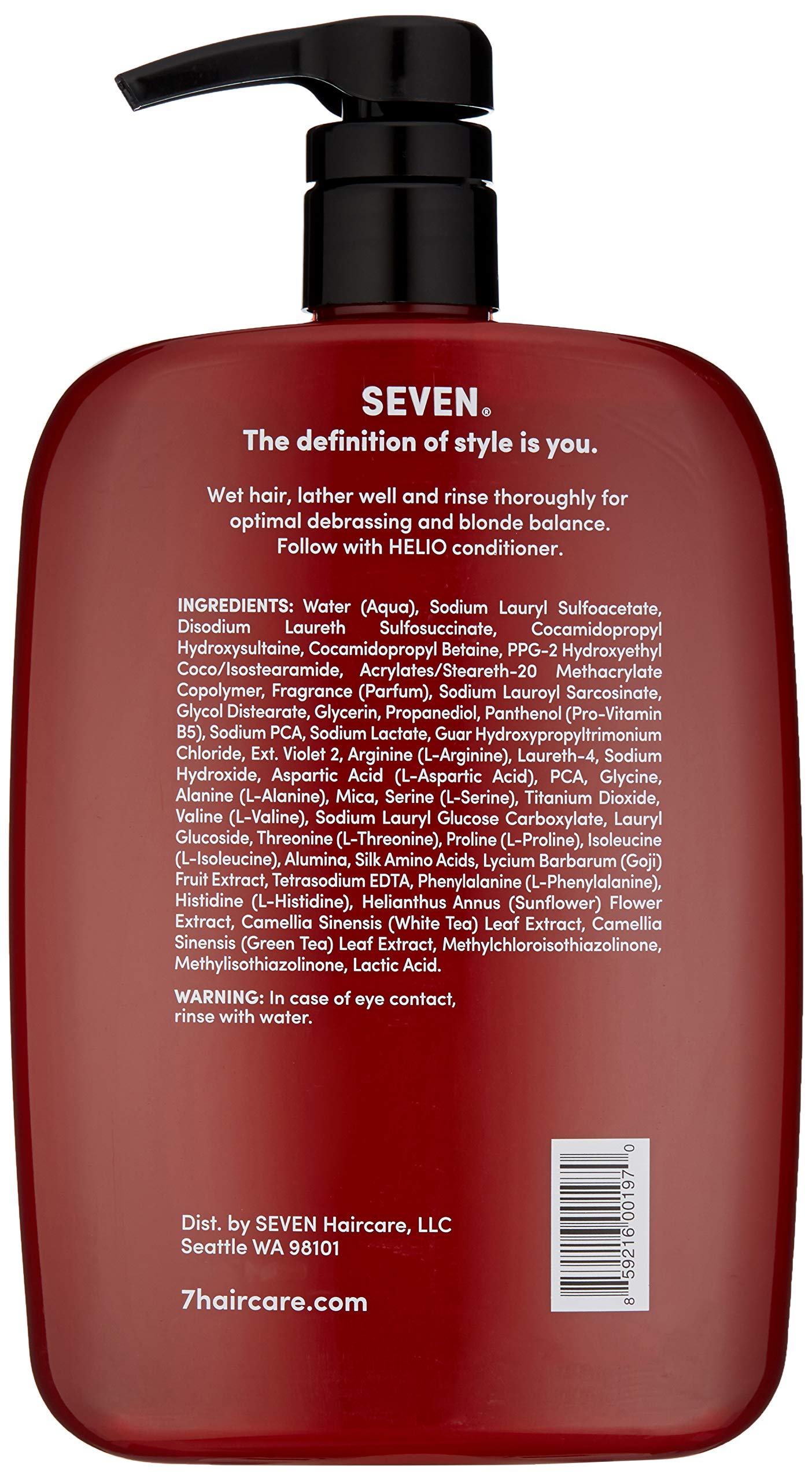 SEVEN Rinzu Helio Violet Shampoo – Purple Toner for Blonde Hair, Green Tea & Amino Acids, 32 oz