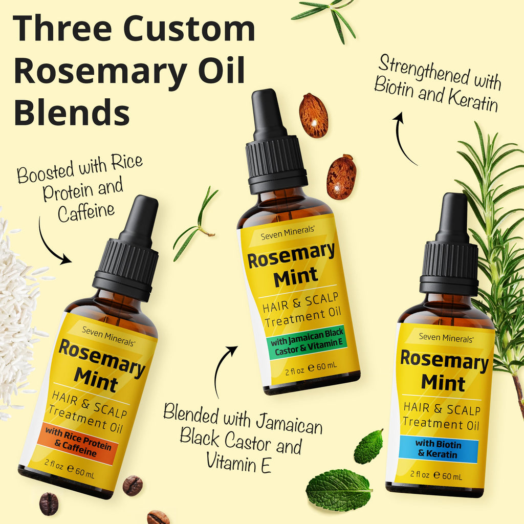Seven Minerals Rosemary Oil for Hair Growth with Biotin & Keratin – 2 fl oz