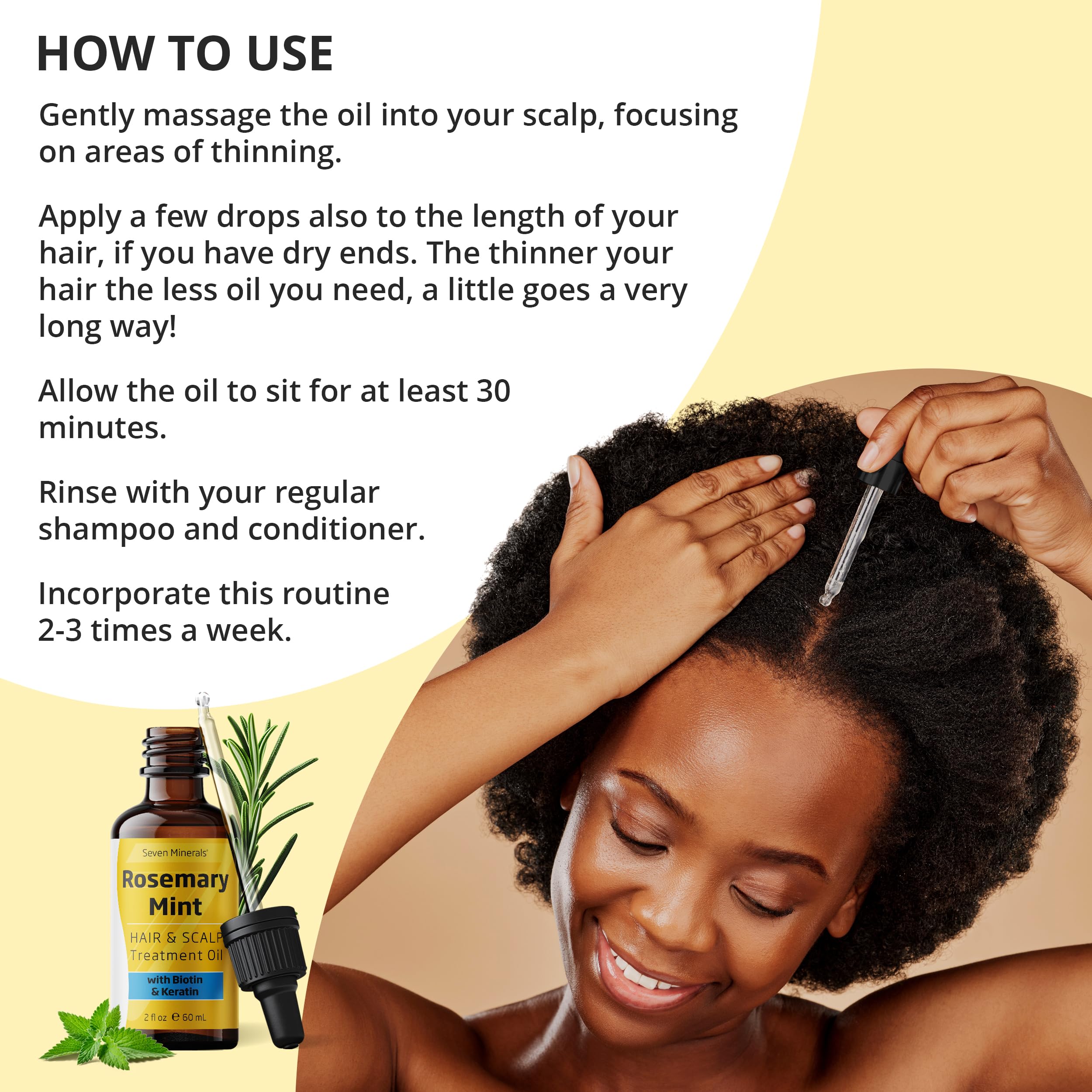 Seven Minerals Rosemary Oil for Hair Growth with Biotin & Keratin – 2 fl oz