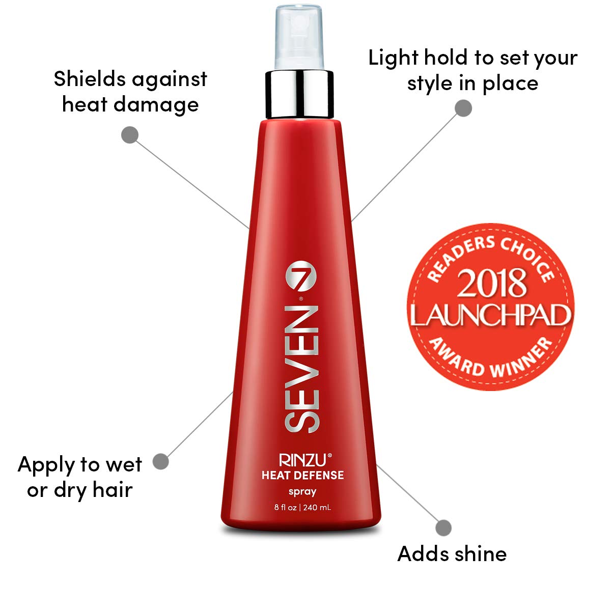 SEVEN RINZU Heat Defense Hair Spray – Heat Protection up to 450°F, Frizz Control, Shine & Volume | Made in USA