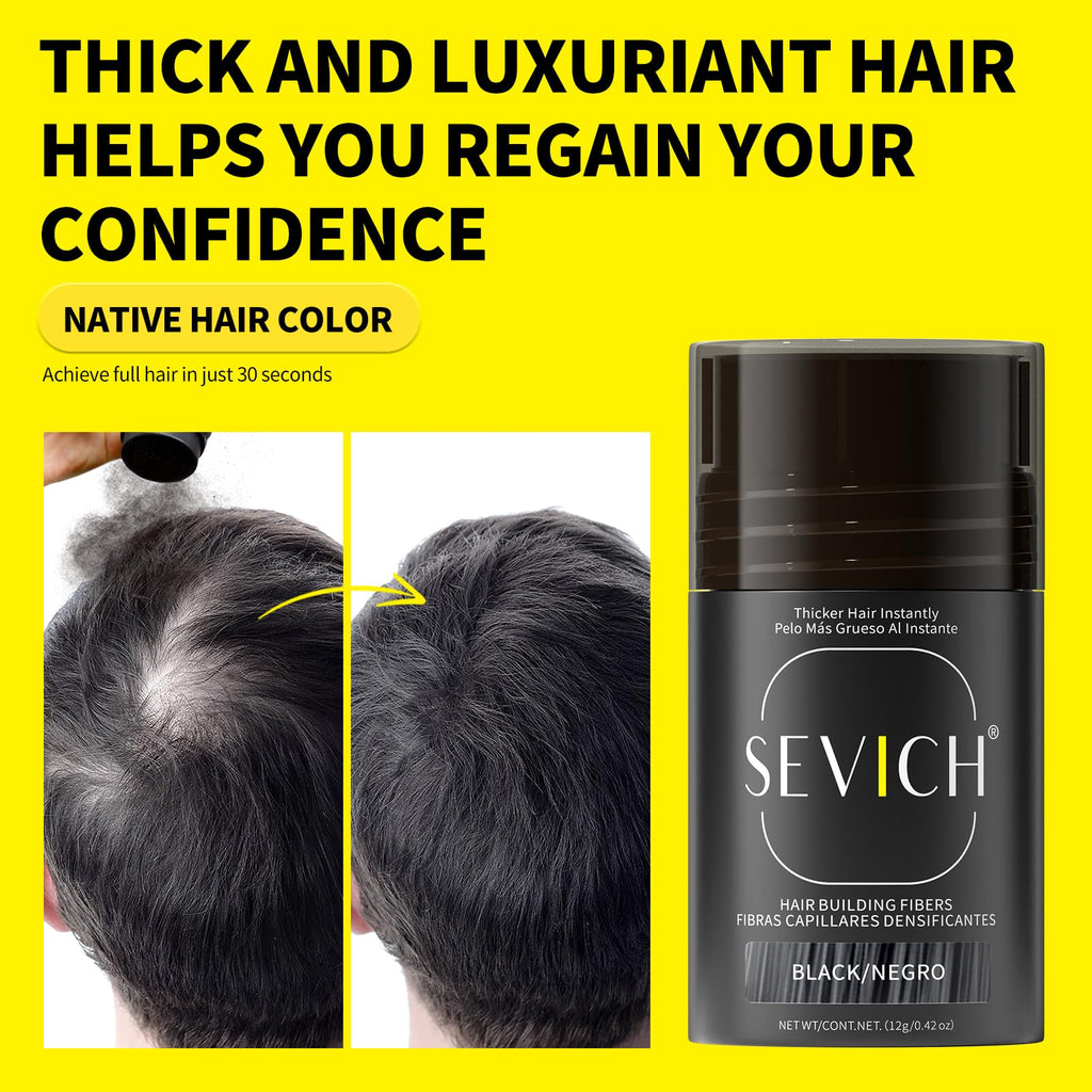 SEVICH Hair Fibers for Thinning Hair – Instant Thickening & Natural Look (12g Dark Brown)