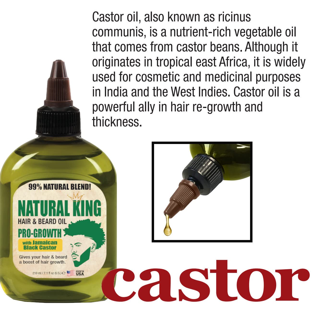 SFC Natural King Jamaican Black Castor Shampoo 33.8 oz + Pro-Growth Hair & Beard Oil 7.1 oz Set for Nourishing Hair Growth