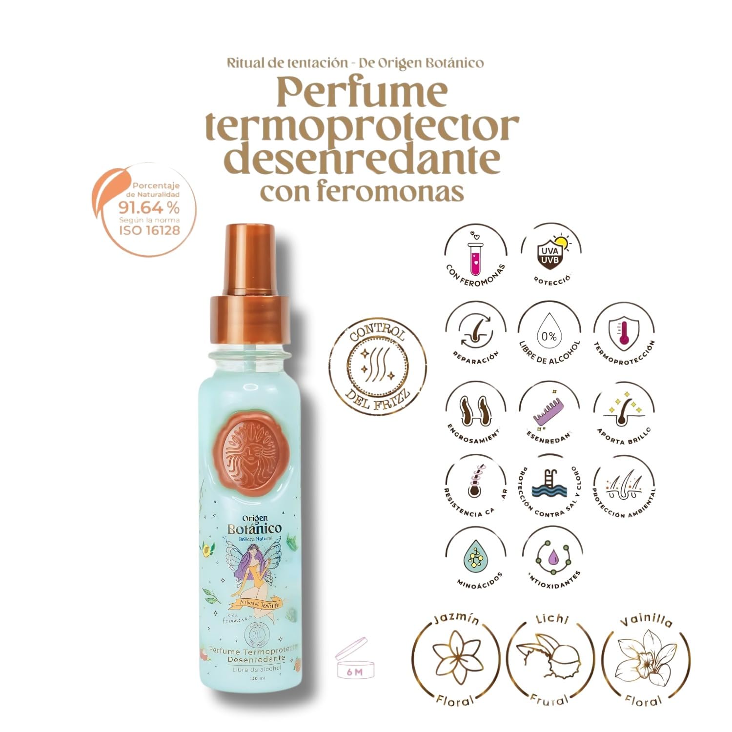 SHAEIO Ritual Botanico Pheromone Hair Perfume & Heat Protection Spray, Detangler, Jasmine & Vanilla, 120ml
