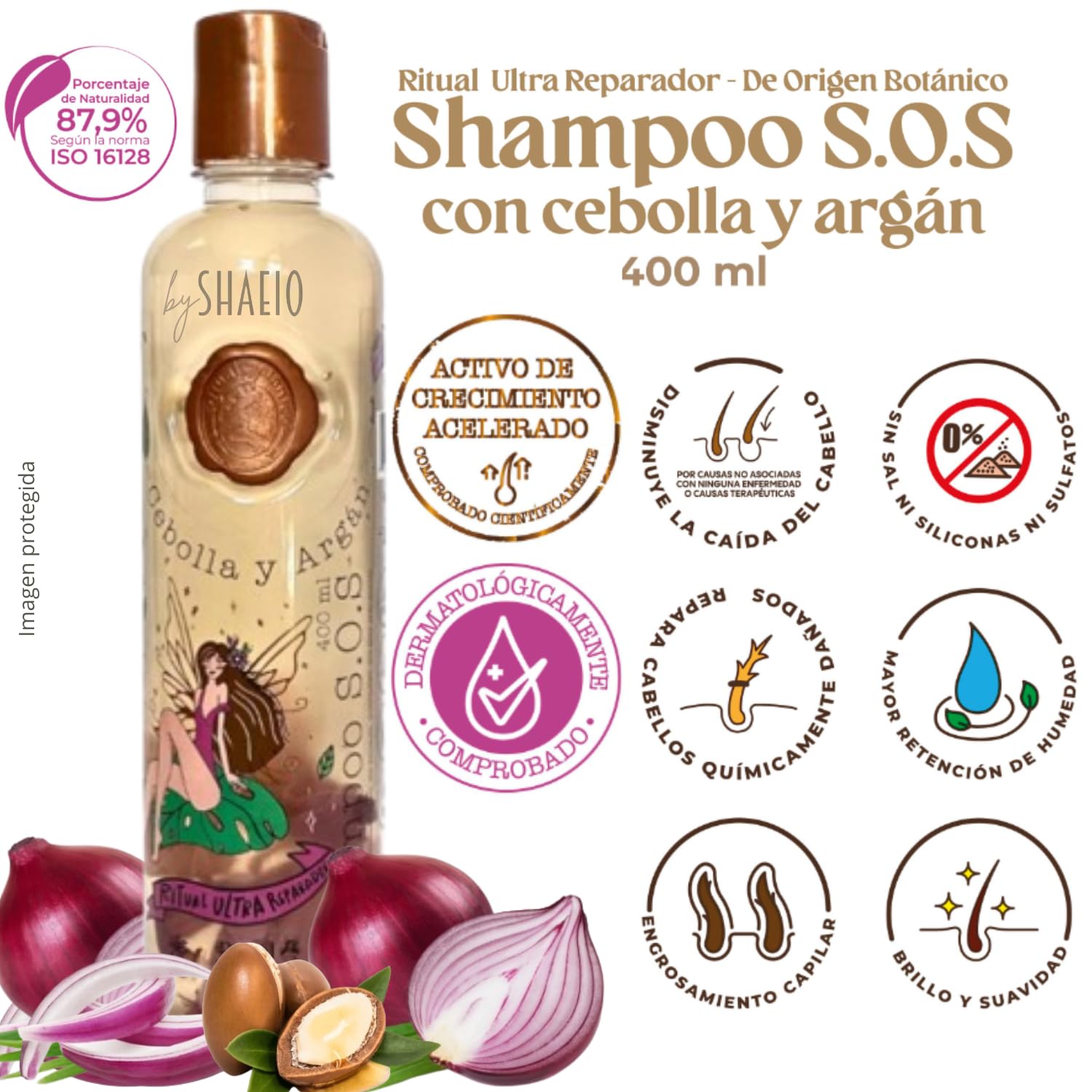 SHAEIO Ritual Botanico Onion Shampoo with Argan Oil – Growth, Shine & Strength | 400ML