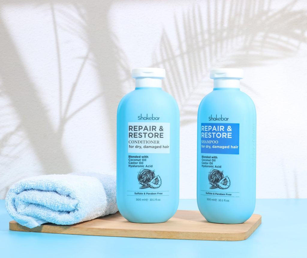 SHAKEBAR Coconut Shampoo & Conditioner with Castor Oil – Hydration, Sulfate-Free, 300ml (10.1 fl oz)