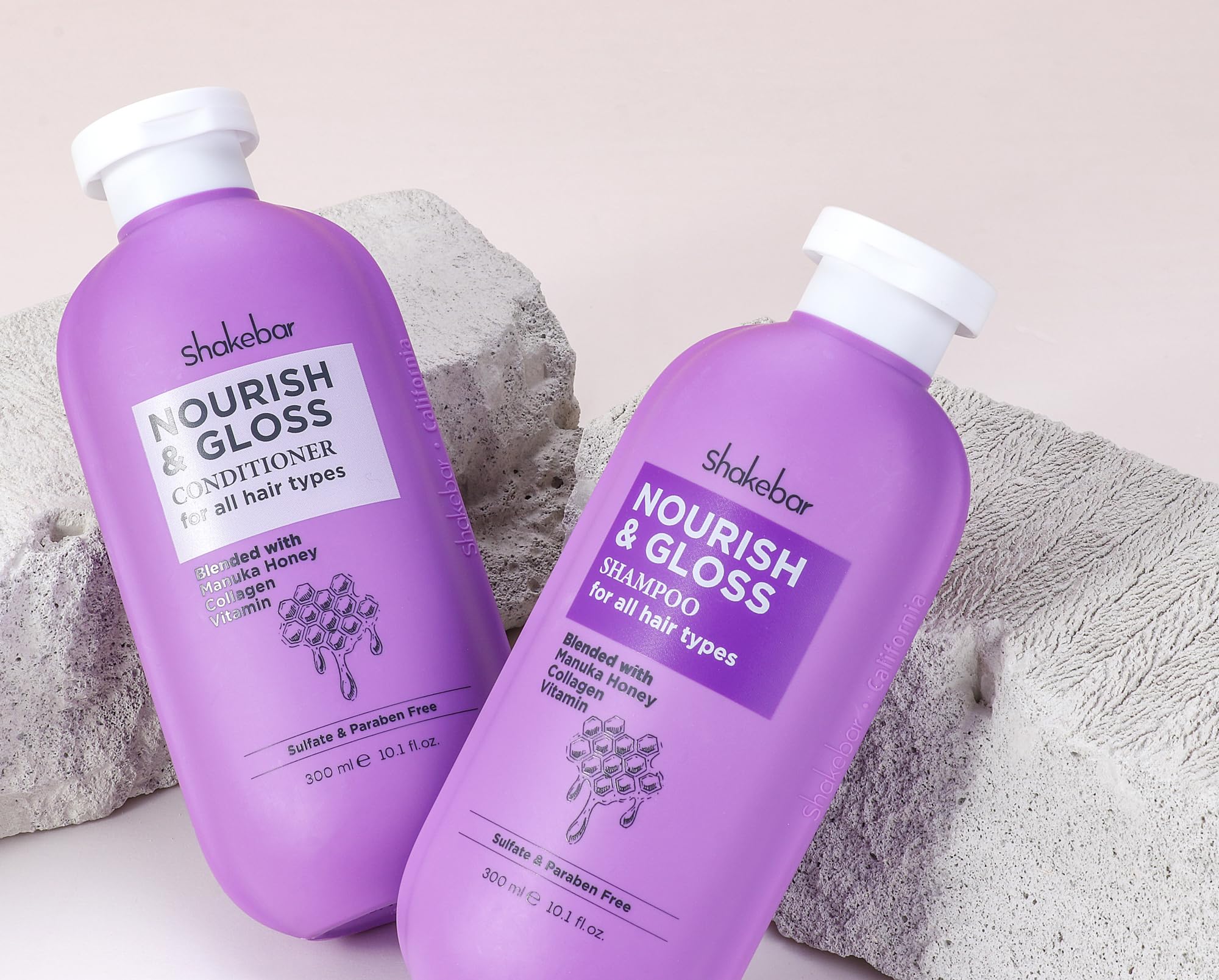 SHAKEBAR Honey Shampoo & Conditioner Set — Manuka Honey, Sulfate-Free, Vegan, All Hair Types (10.1 fl oz)
