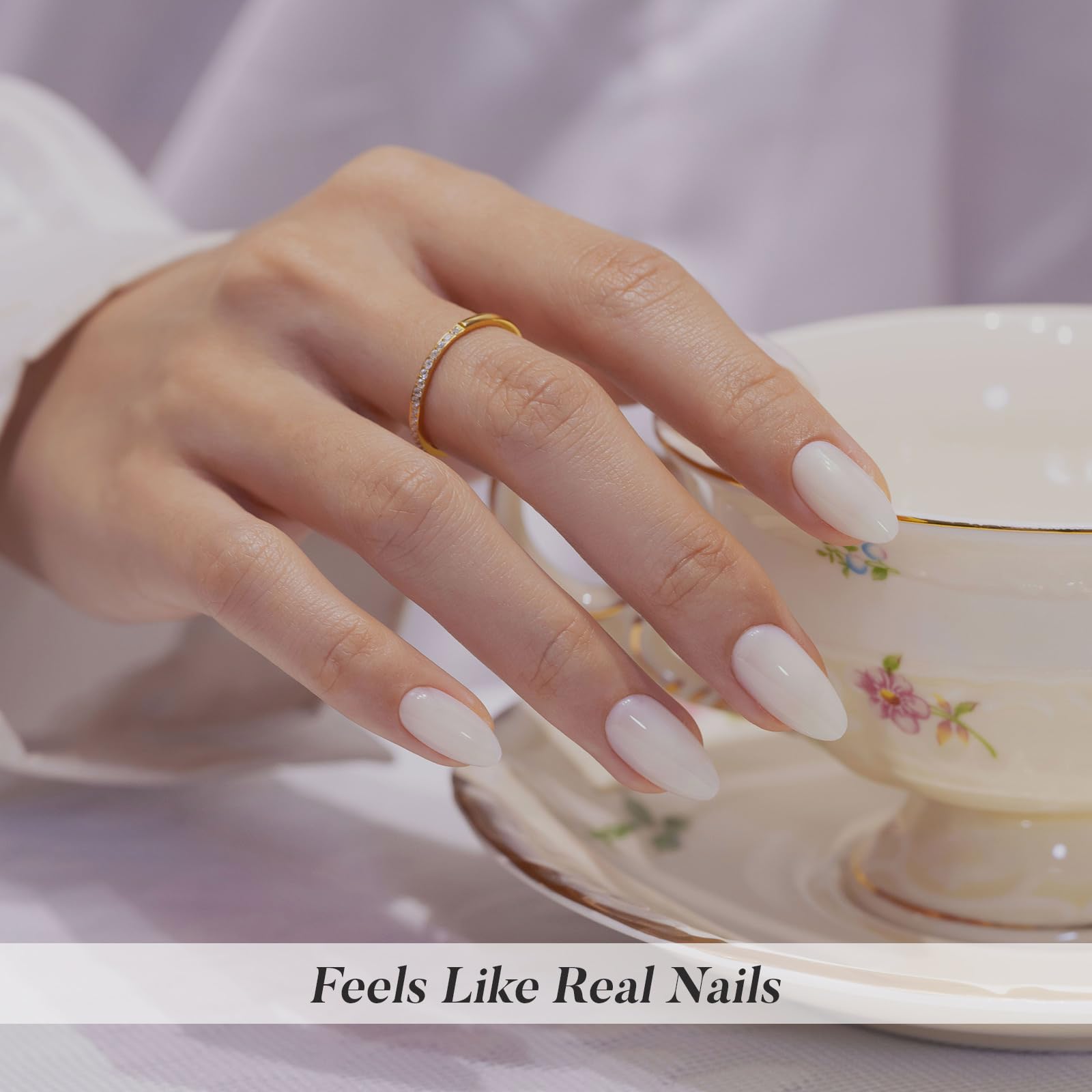 ShangMeng White Soft Gel Almond Press-On Nails – 32 Reusable Nails in 16 Sizes