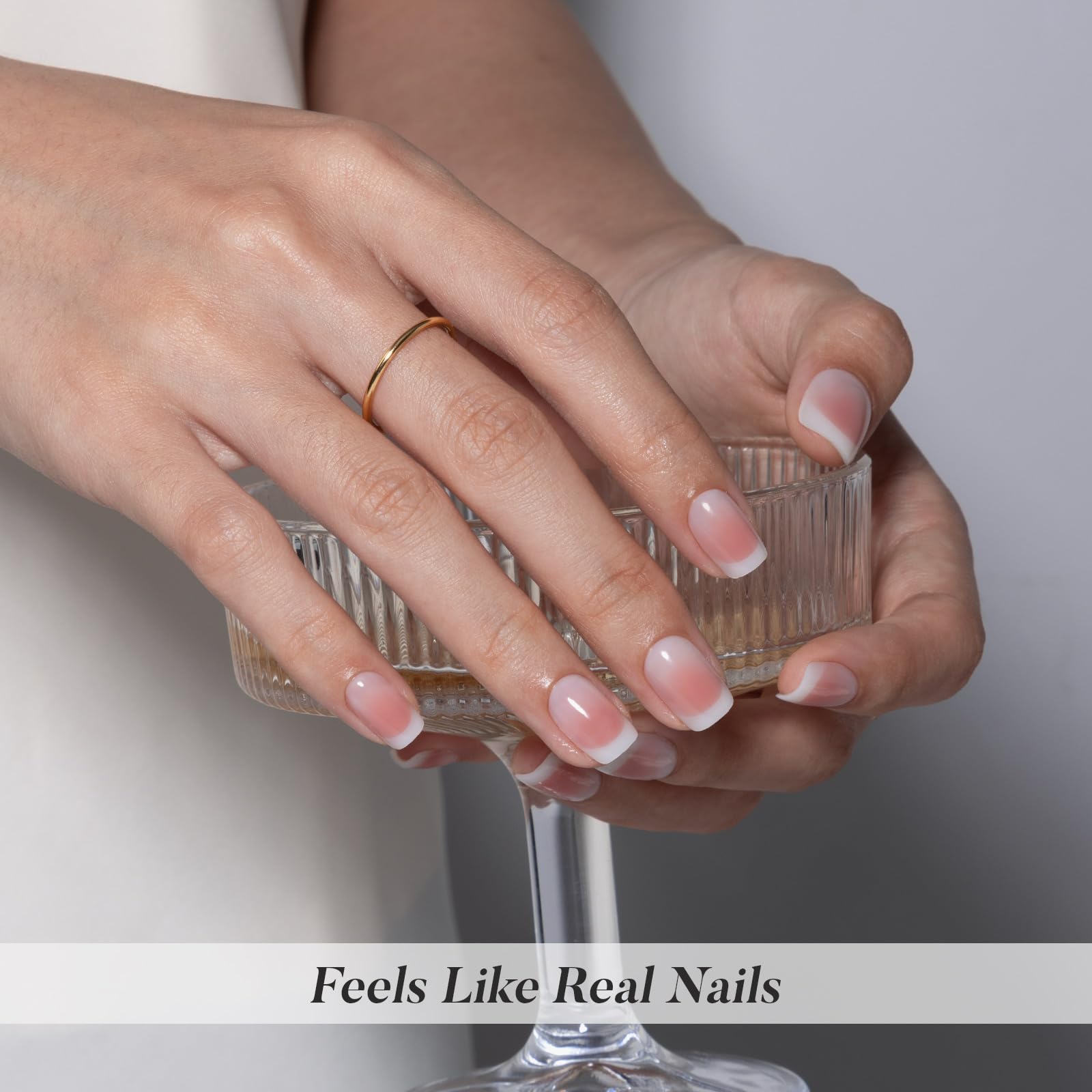 SHANGMENG Ombre French Tip Press-On Nails – Soft Gel, No Fade Out, Seamless Fit, 32 Nails Kit