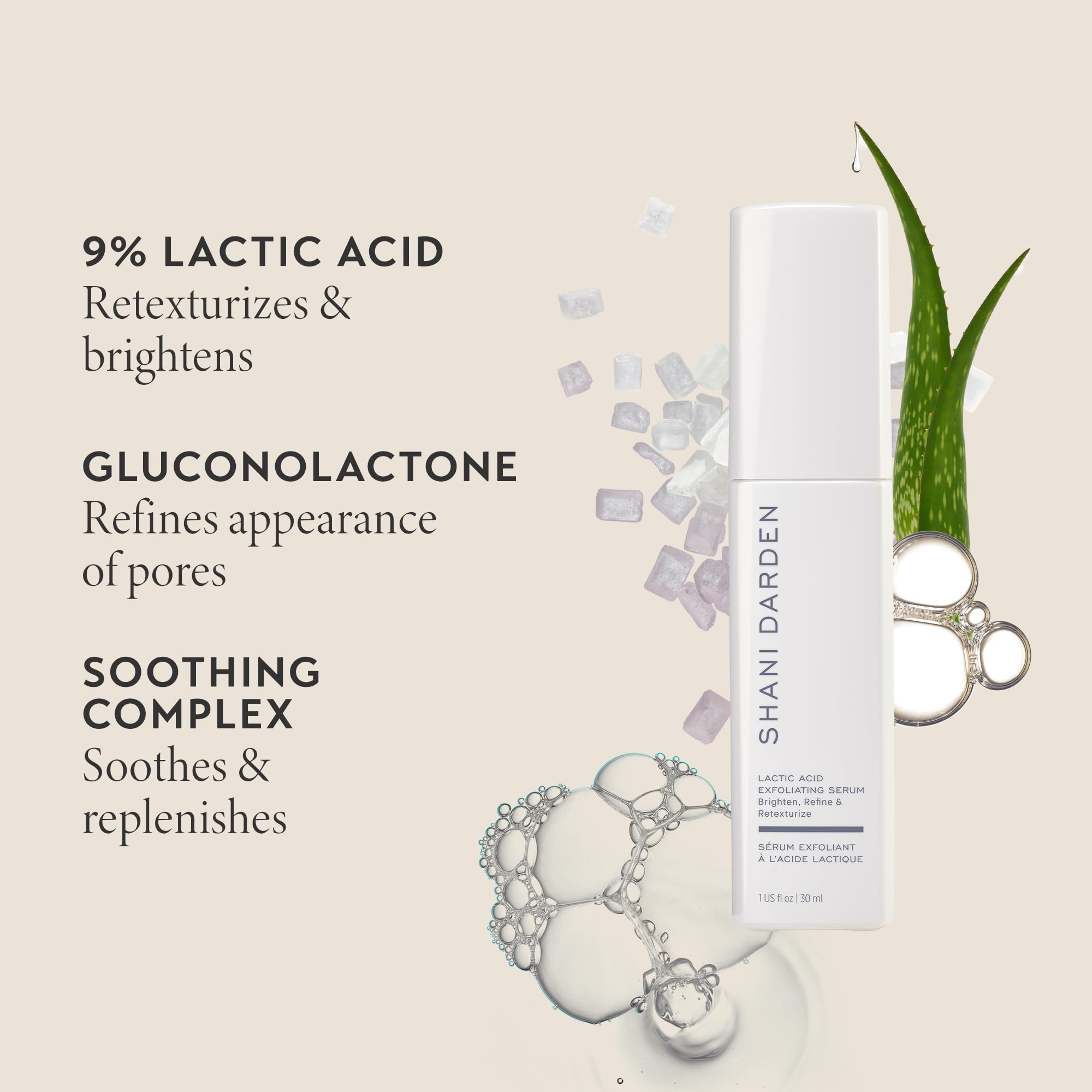 SHANI DARDEN Lactic Acid Serum | Travel Size Night Exfoliator for Radiant, Smooth Skin