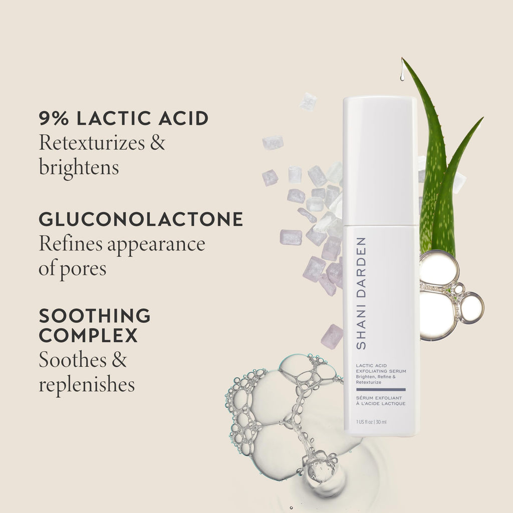 SHANI DARDEN Lactic Acid Face Serum | Night Exfoliating Serum for Radiant, Smooth Skin