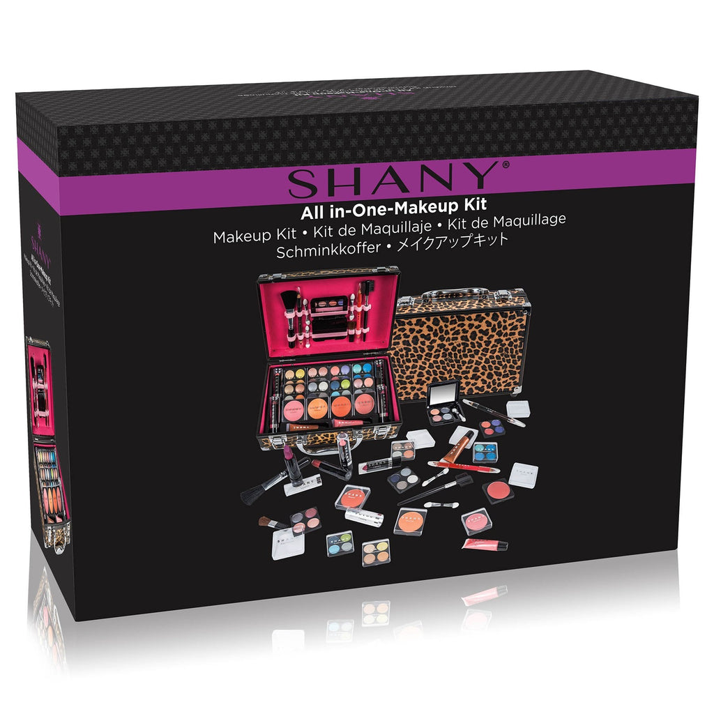 SHANY Carry All Makeup Train Case – Leopard Aluminum Organizer with Pro Set