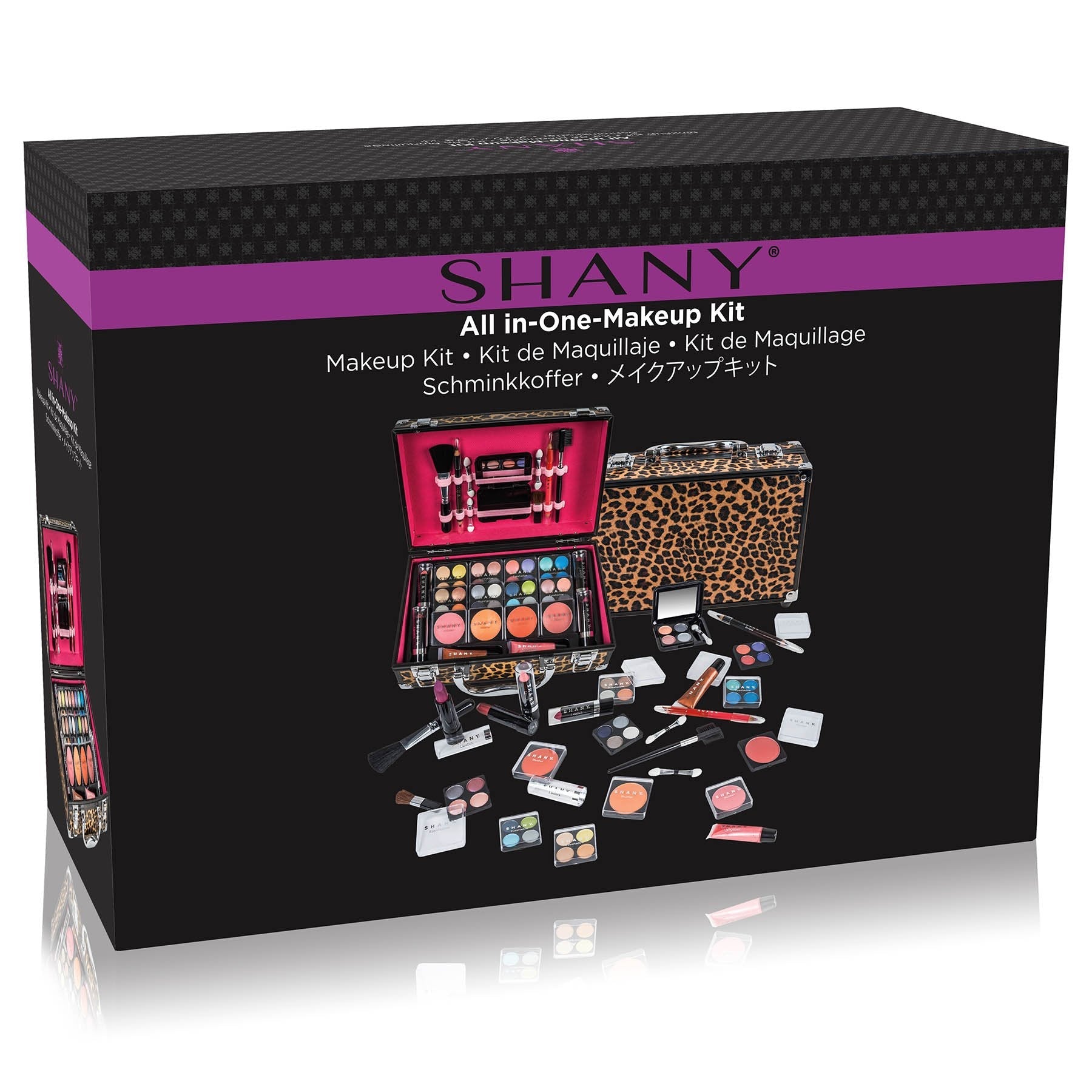 SHANY Carry All Makeup Train Case – Leopard Aluminum Organizer with Pro Set