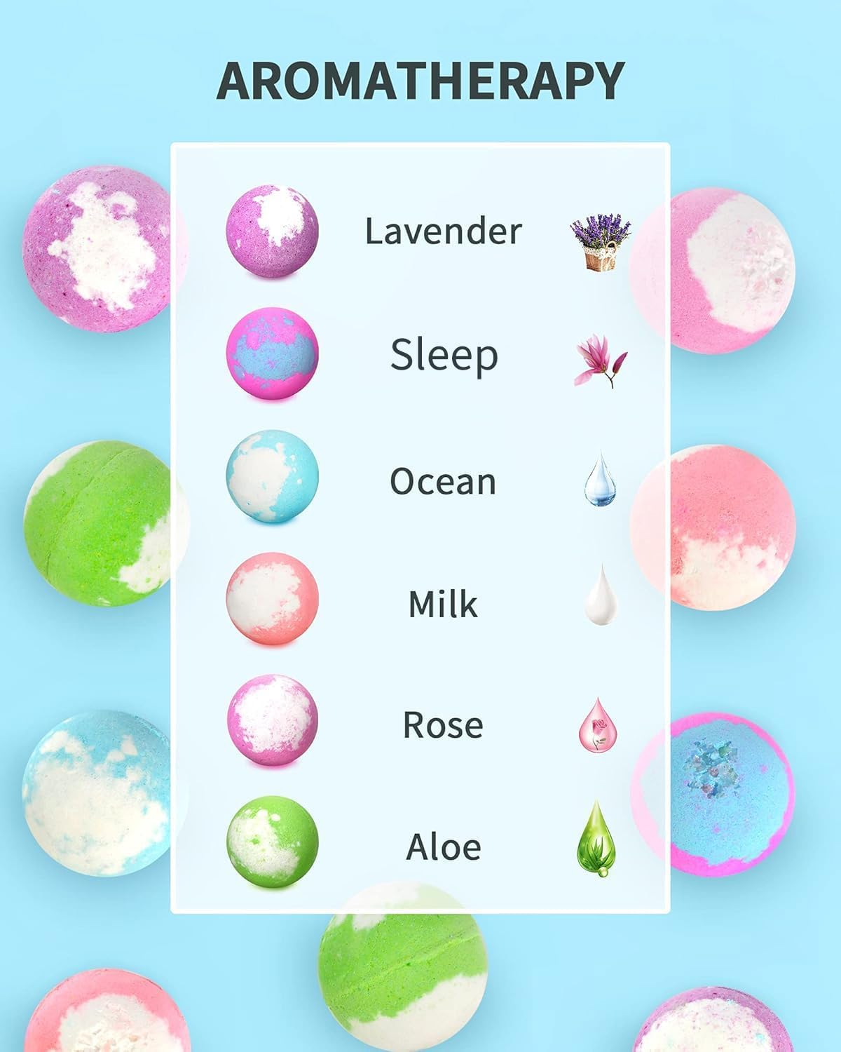 SHARLOVY Light Up Bath Bombs Gift Set – 6 x 4.23 oz with Essential Oils