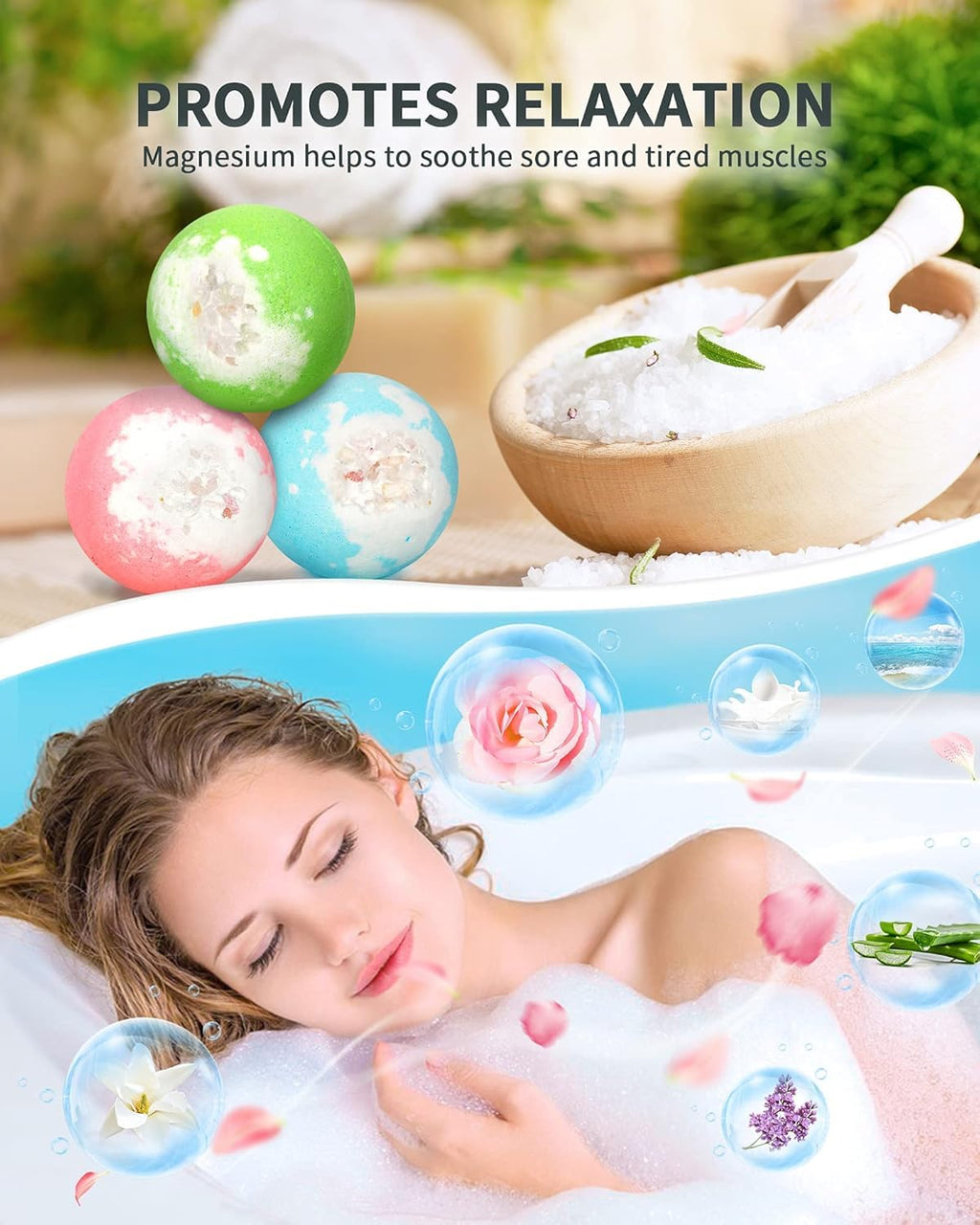 SHARLOVY Light Up Bath Bombs Gift Set – 6 x 4.23 oz with Essential Oils