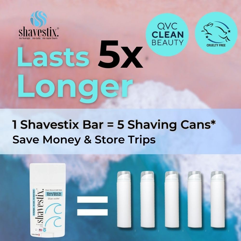Shavestix Travel Shaving Cream Stick 2.75 oz – Blue Water, Coconut Oil, Razor-Friendly