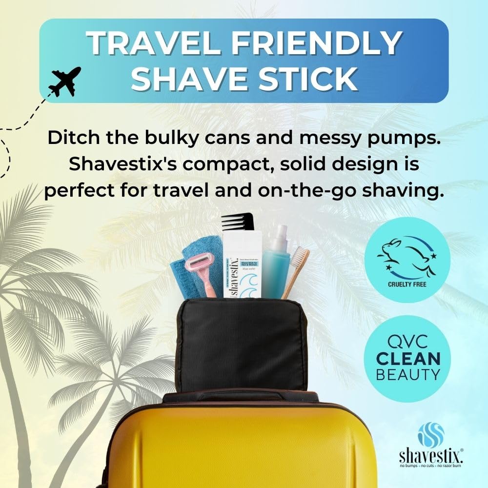 Shavestix Travel Shaving Cream Stick 2.75 oz – Blue Water, Coconut Oil, Razor-Friendly