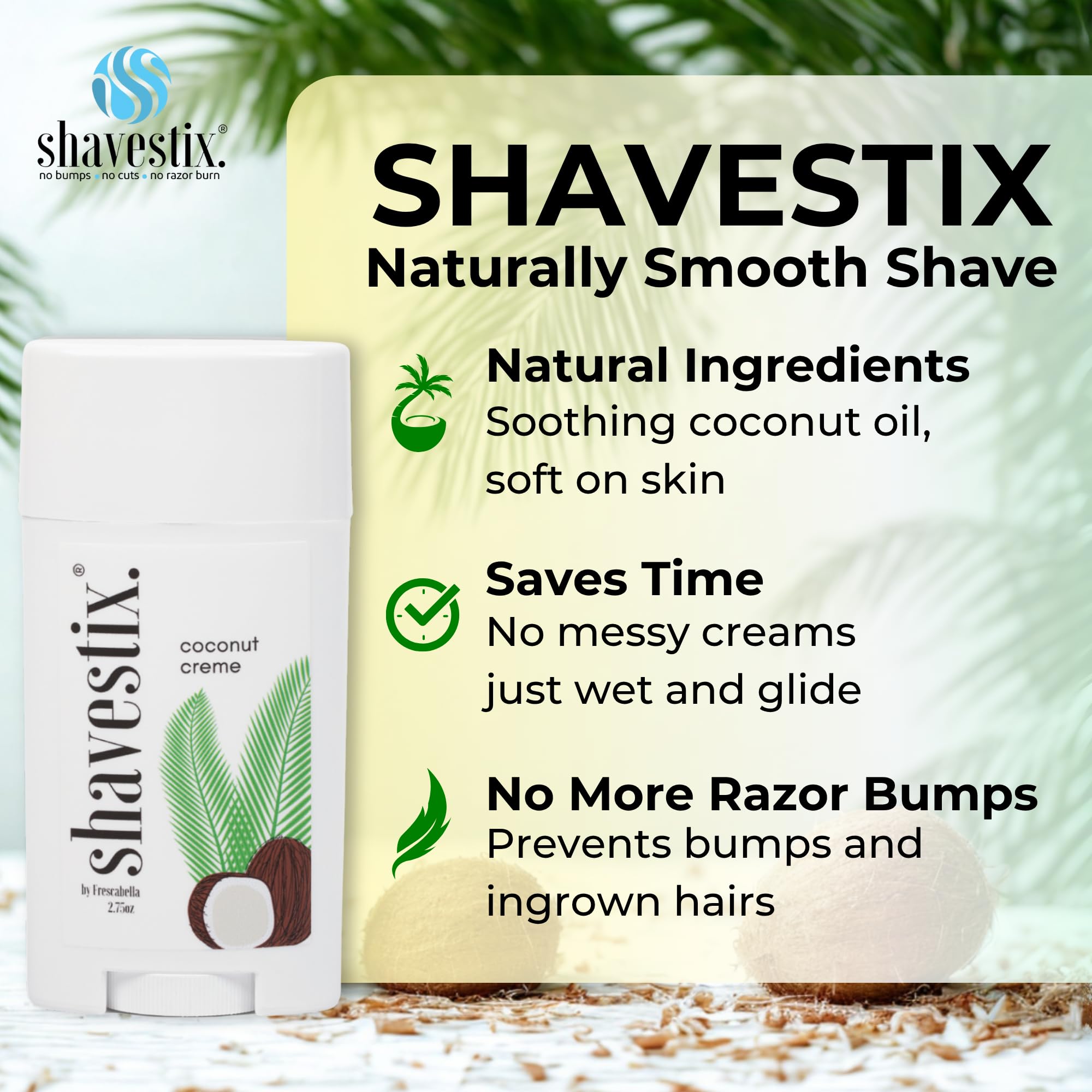 Shavestix Shaving Cream Stick 2.75 oz – Travel-Size Coconut Milk Shave Stick