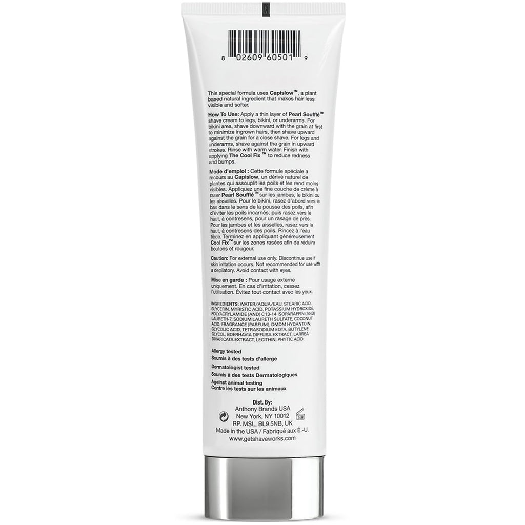 Shaveworks Pearl Soufflé Shaving Cream for Women – Hydrating, Soothing, Hair-Growth Slowing | 2x5.3 oz