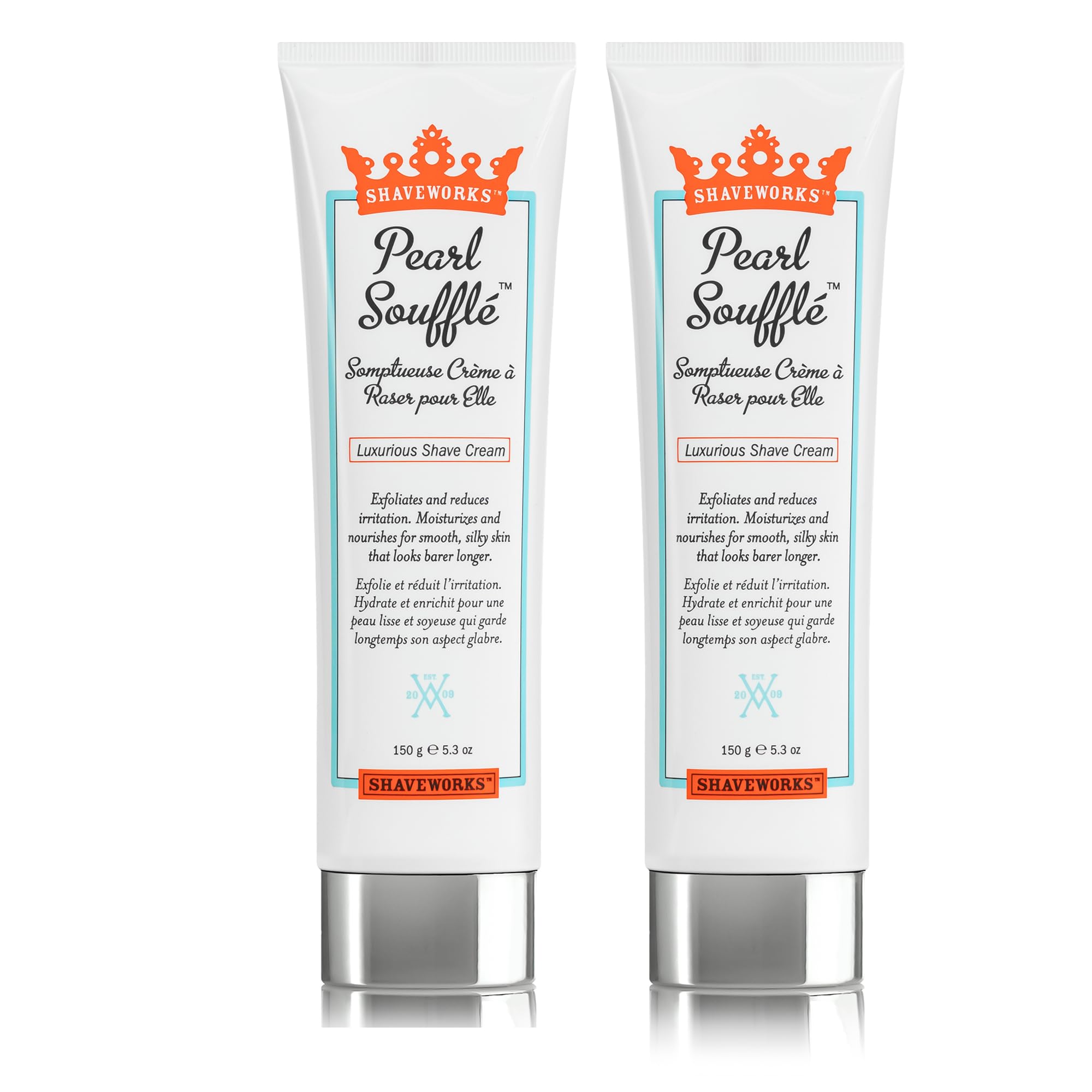 Shaveworks Pearl Soufflé Shaving Cream for Women – Hydrating, Soothing, Hair-Growth Slowing | 2x5.3 oz