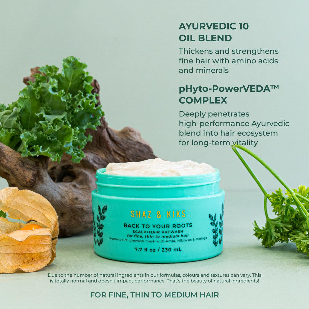 SHAZ & KIKS Essential Prewash Scalp+Hair Mask for Fine Hair | 35+ Nutrients | Color-Safe | 90ml