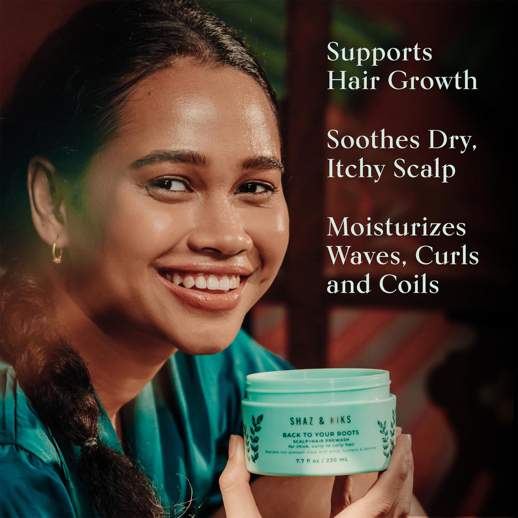 SHAZ & KIKS Essential Prewash Scalp+Hair Mask for Thick, Curly to Coily Hair | 35+ Nutrients | Color-Safe | 230ml