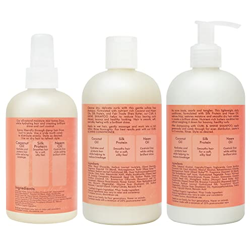 SheaMoisture Coconut Hibiscus Curl Shampoo, Conditioner & Hold & Shine Mist – Lightweight, Silicone-Free