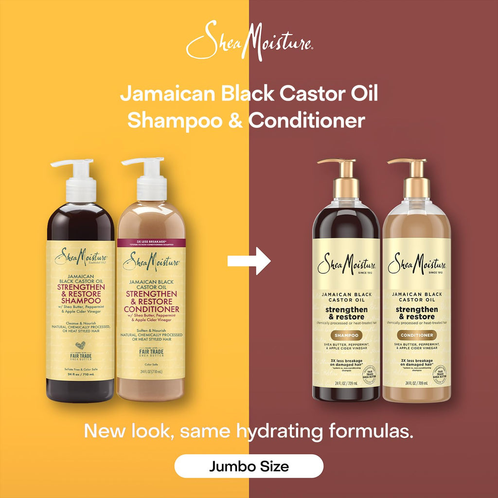 SheaMoisture Jamaican Black Castor Oil Strengthen & Restore Shampoo & Conditioner Set – 24 oz Each