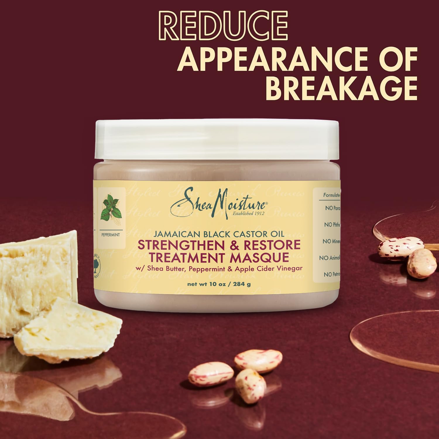 SheaMoisture Jamaican Black Castor Oil Treatment Masque — Deep Conditioner for Dry, Damaged Hair (10 oz)