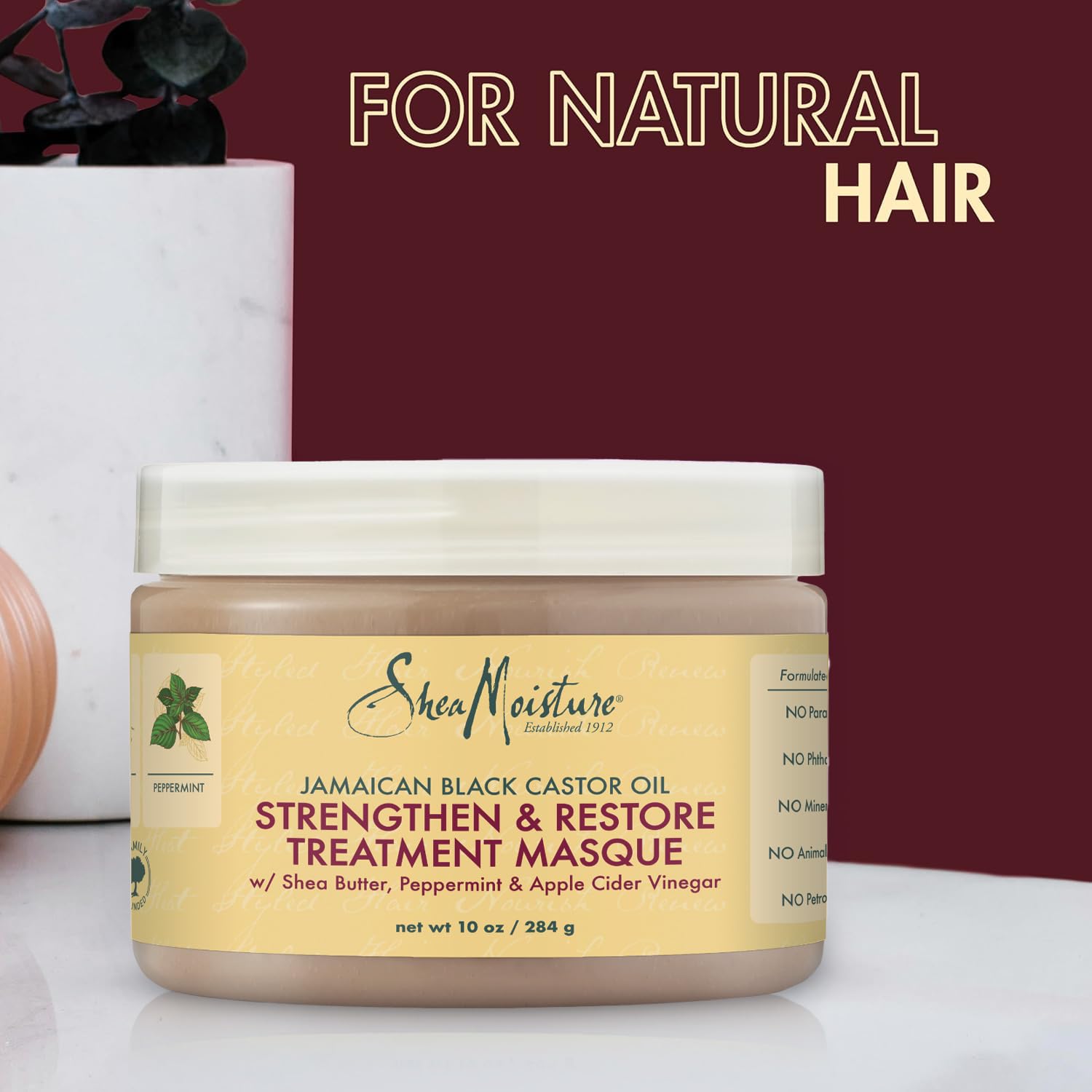 SheaMoisture Jamaican Black Castor Oil Treatment Masque — Deep Conditioner for Dry, Damaged Hair (10 oz)