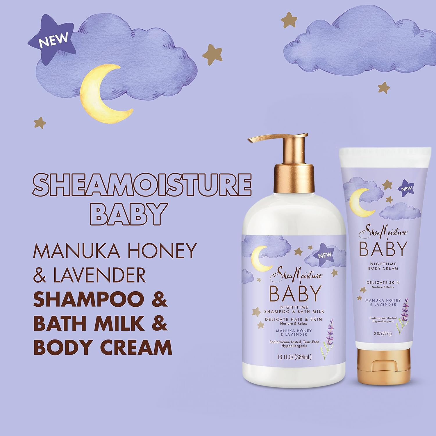 SheaMoisture Baby Care Set – Nighttime Shampoo & Bath Milk + Nighttime Body Cream (2-Piece)