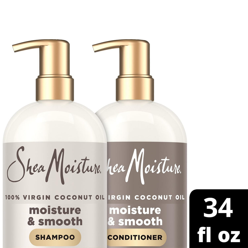 SheaMoisture Moisture & Smooth Shampoo & Conditioner – Frizz Control for Wavy & Curly Hair, 34 oz