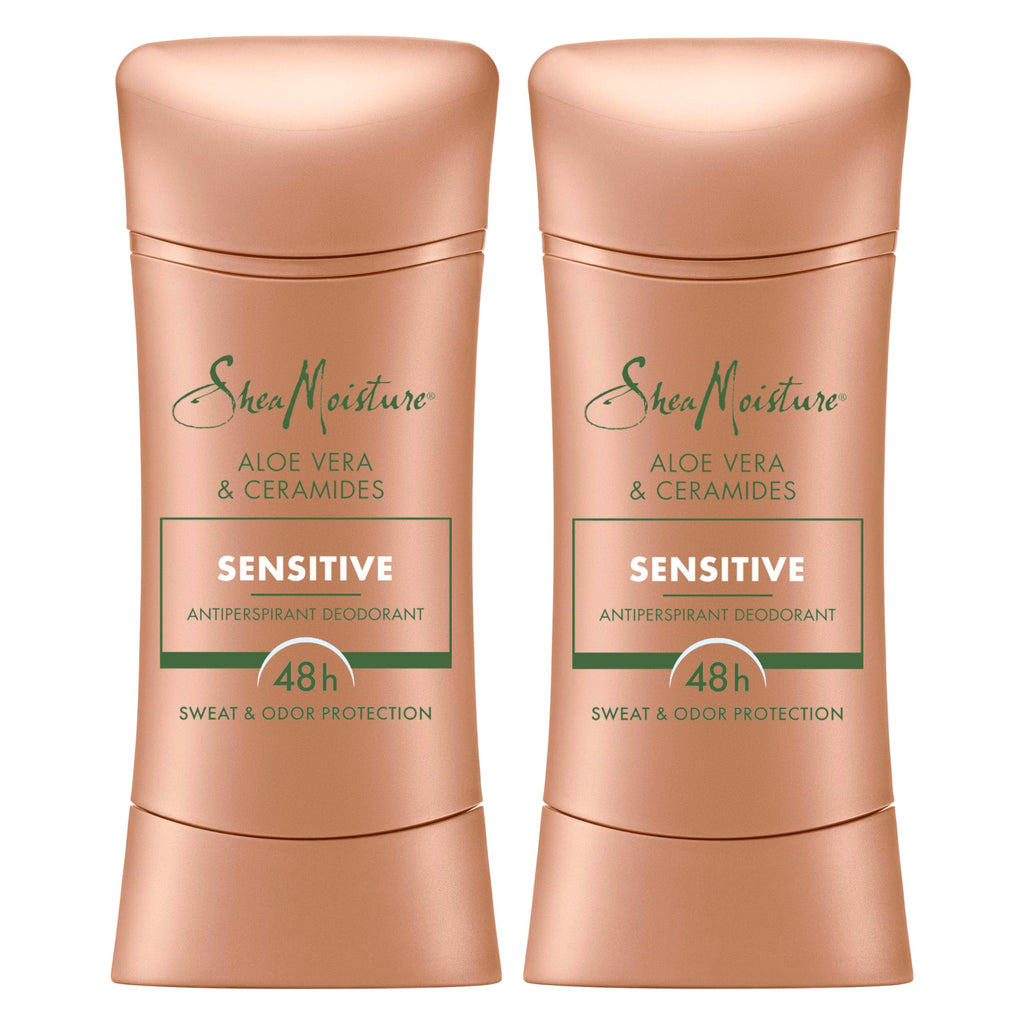 SheaMoisture Antiperspirant Deodorant Stick – Sensitive Aloe Vera & Ceramides (2 Count, 2 x 2.6 oz) 48HR Protection | No Parabens, No Mineral Oil