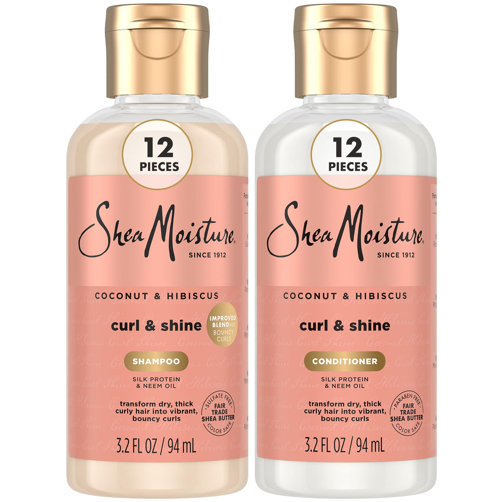 SheaMoisture Travel Shampoo and Conditioner – Curl & Shine (12 Sets, 24 Bottles)