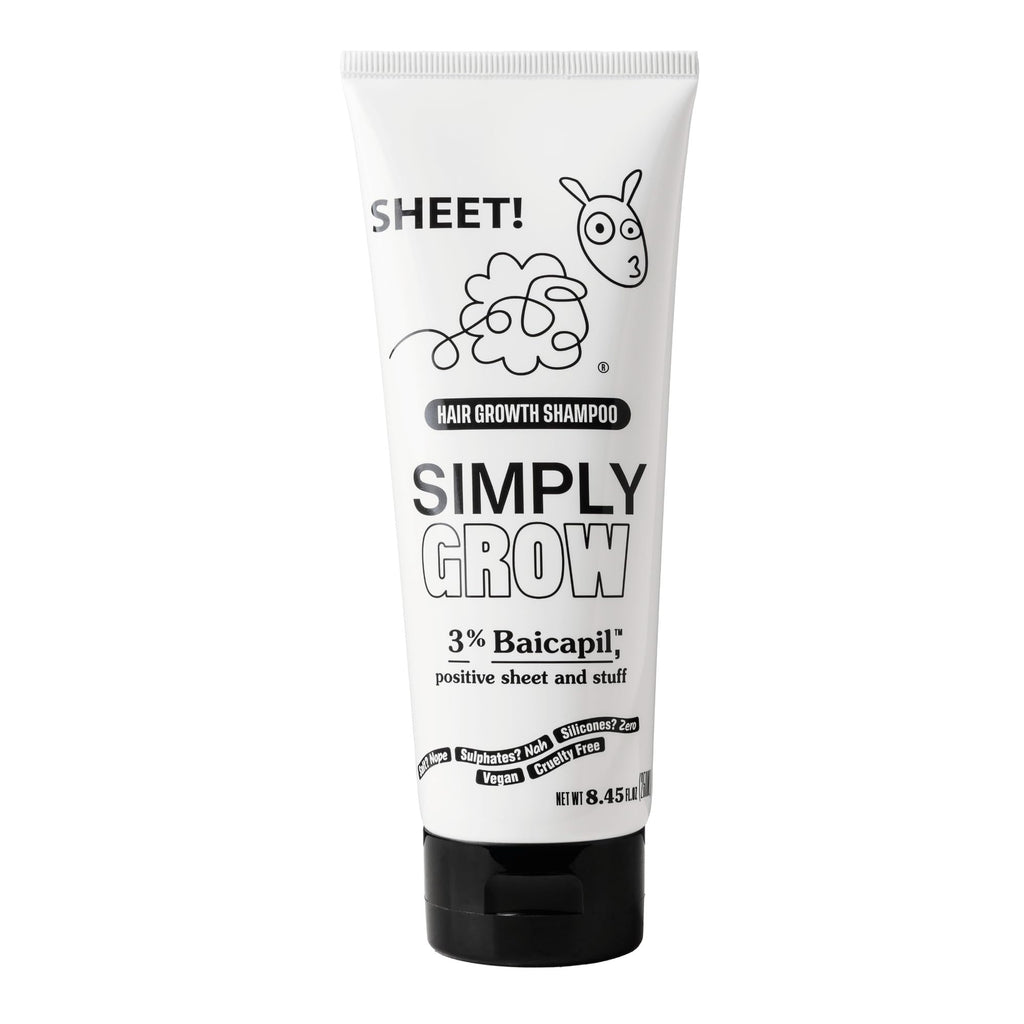 Sheet! Hair Growth Shampoo — 8.45 oz (250 ml), 3% Baicapil, Lightweight, Vegan, Sulfate/Salt/Silicone Free
