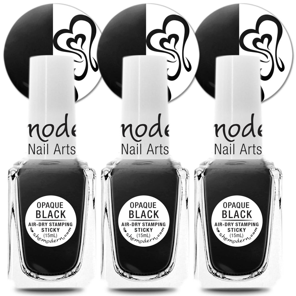 SheModern Sticky Black Stamping Polishes – Air-Dry Collection for Easy Pigment & Glitter Transfers