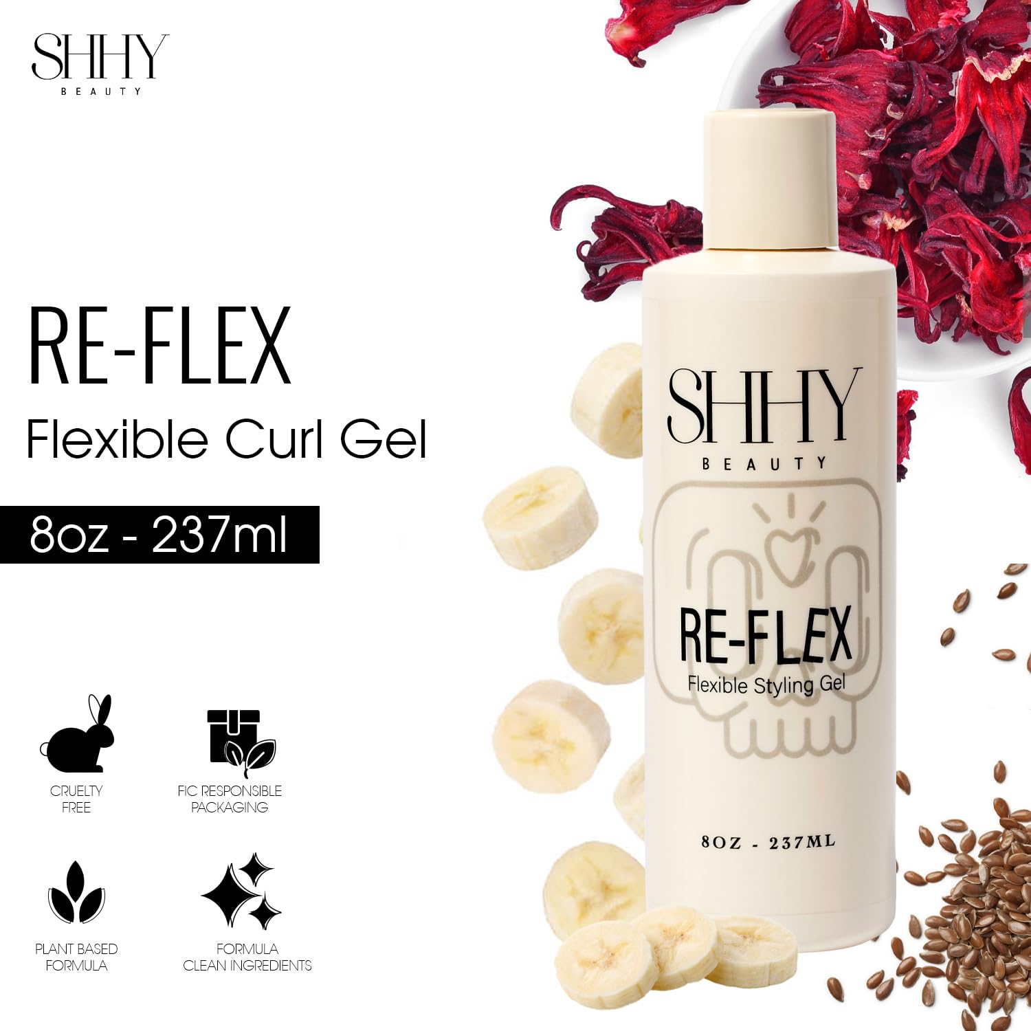 SHHY BEAUTY RE-FLEX Curl Styling Gel | Lightweight Vegan Hold & Frizz Control