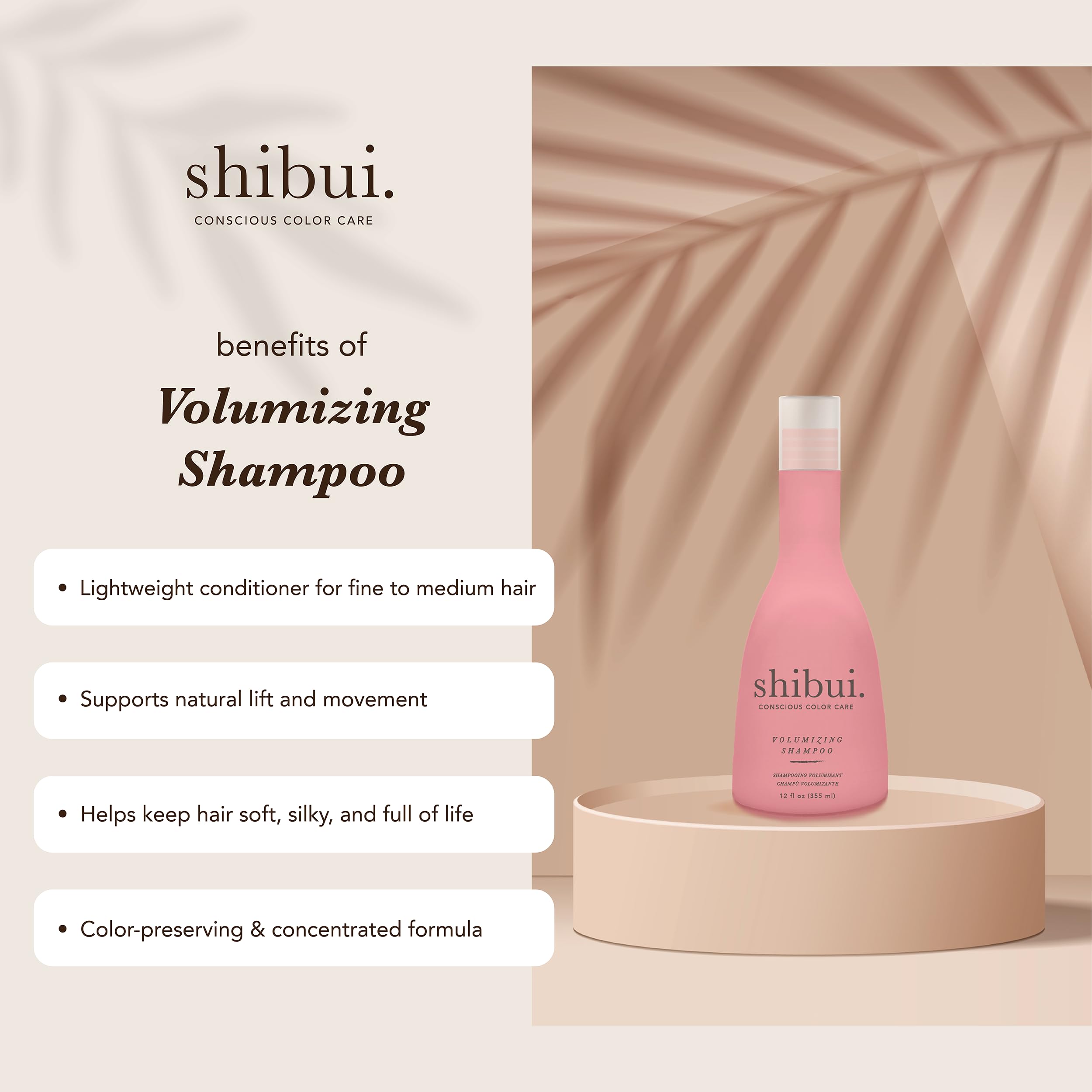 Shibui Volumizing Shampoo – Spirulina & Cucumber Extract, Color-Safe, Body-Building for Thin or Fine Hair, 33.8 Fl Oz