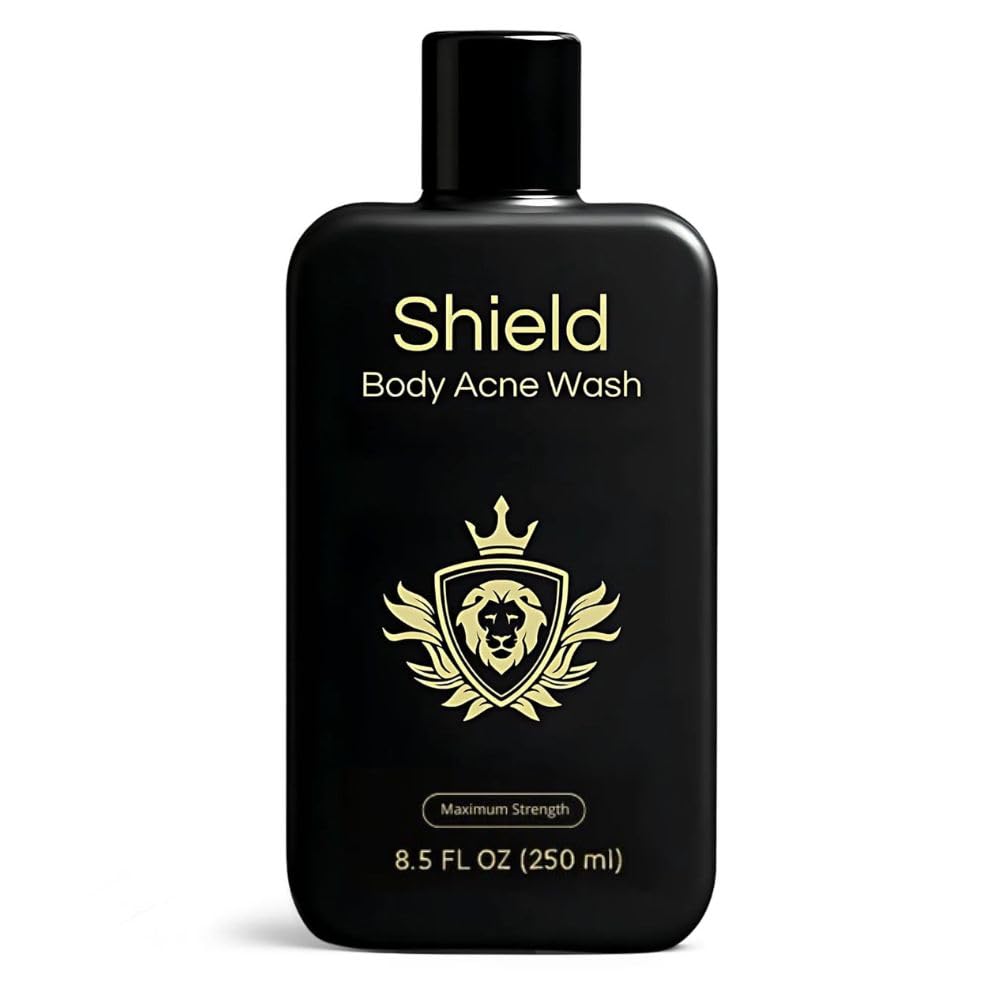 Shield Body Acne Wash for Back, Chest & Shoulders – 10% Benzoyl Peroxide, Unscented, 8.5 oz