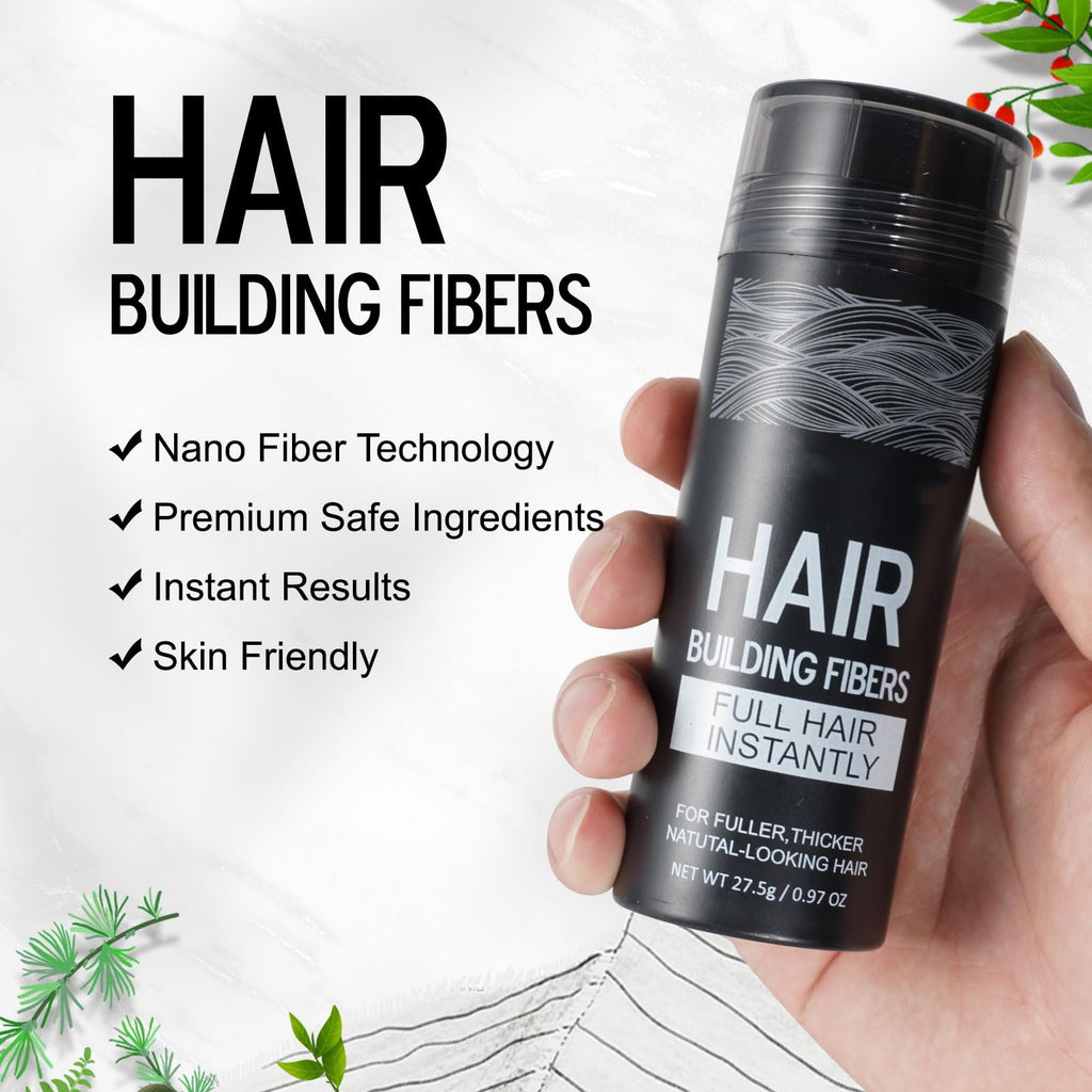 SHIFAKOU Hair Building Fibers with Spray Nozzle – Instant Fuller Hair (Dark Brown, 27.5g, 4 Shades)