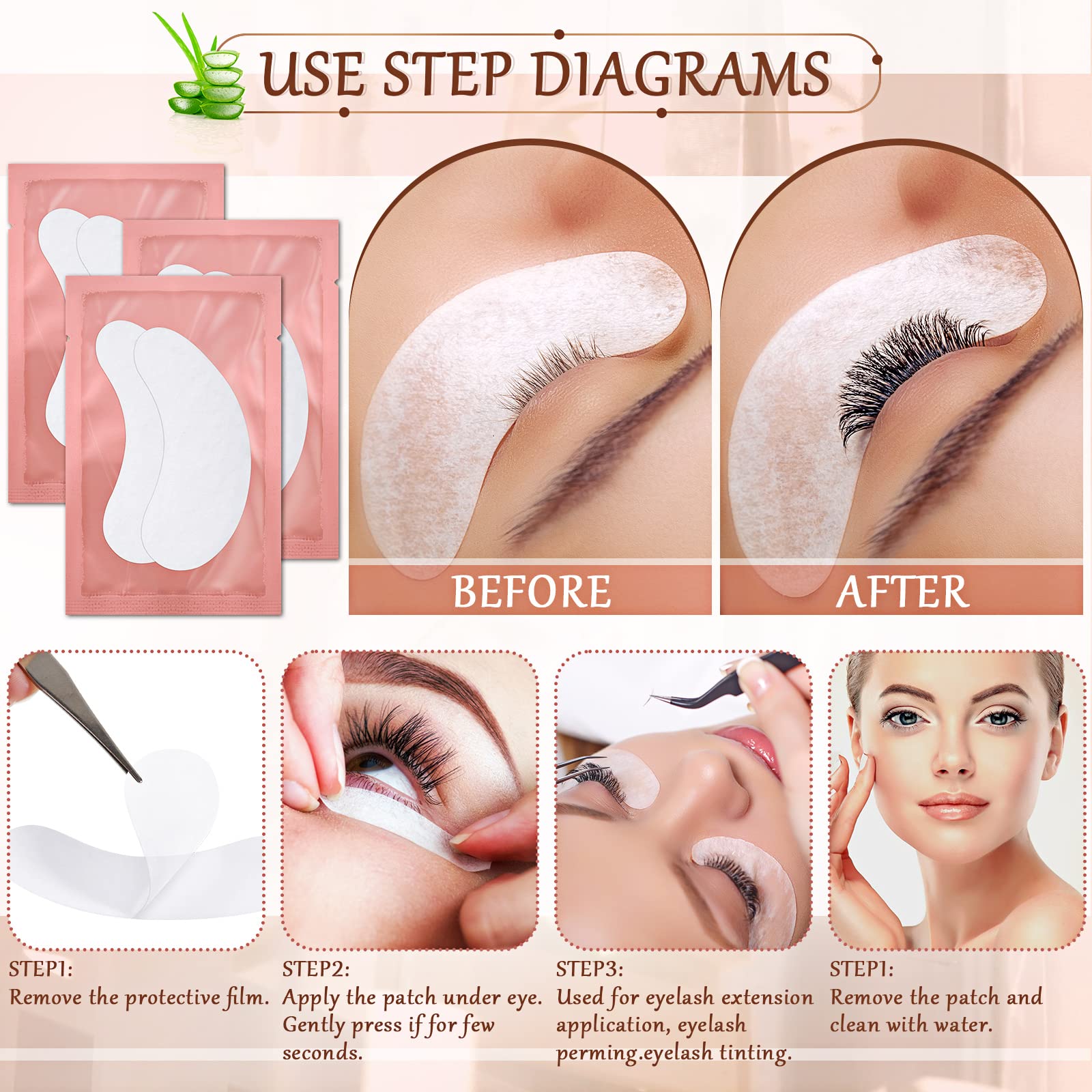 Shihanee 200 Pairs Under Eye Gel Pads – Natural Eyelash Extension Patches Kit (Bulk Beauty Tools)