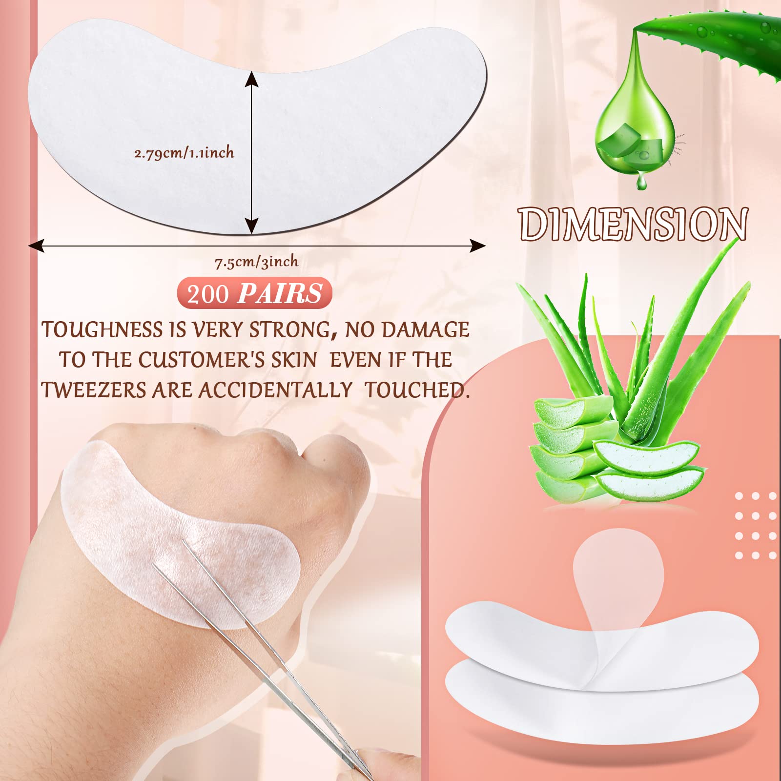 Shihanee 200 Pairs Under Eye Gel Pads – Natural Eyelash Extension Patches Kit (Bulk Beauty Tools)