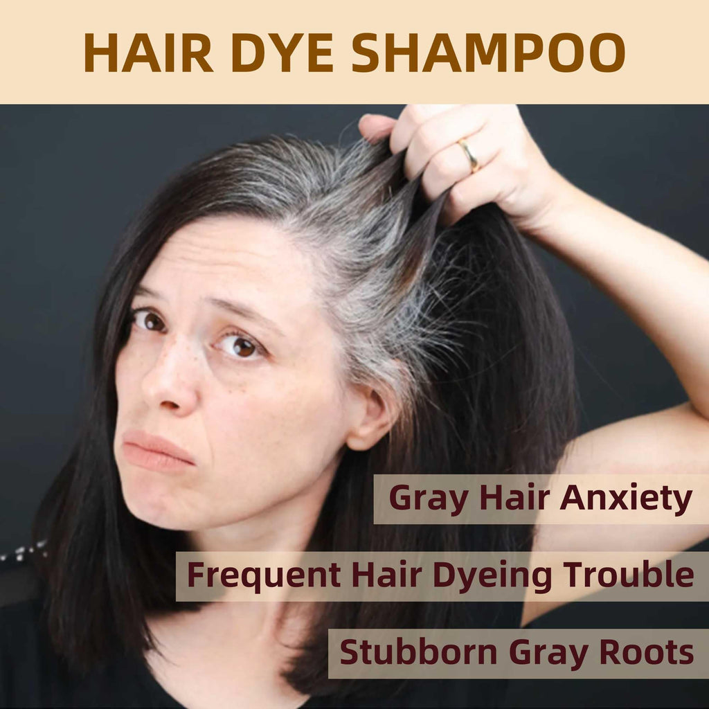 SHIHUANUO Hair Dye Shampoo 3-in-1 for Gray Coverage – Ammonia-Free Brown 500ml