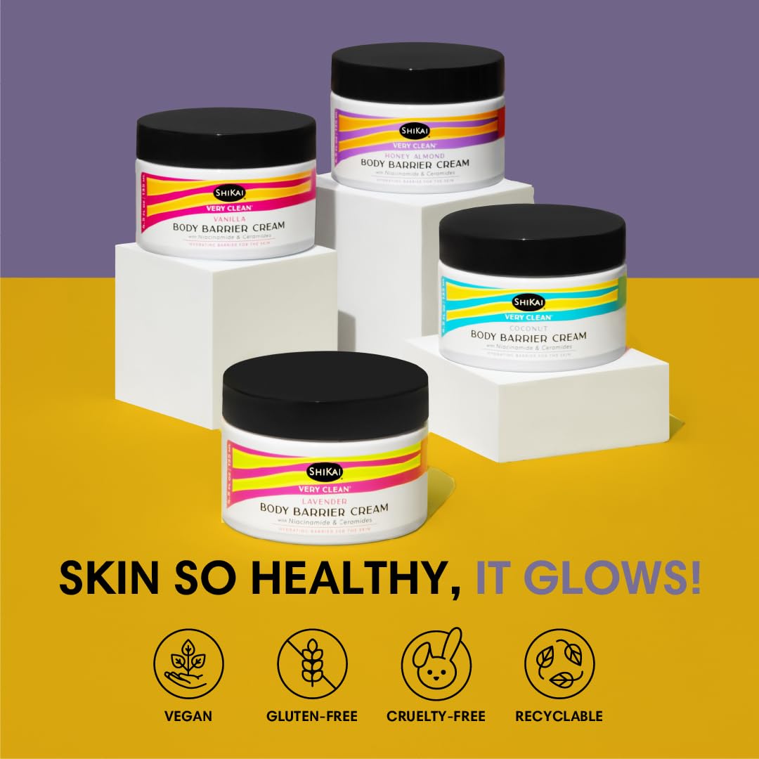 ShiKai Very Clean Moisturizing Body Barrier Cream – Honey Almond 4.5 oz | Niacinamide, Ceramides & Shea Butter