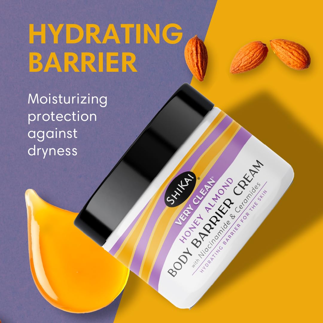 ShiKai Very Clean Moisturizing Body Barrier Cream – Honey Almond 4.5 oz | Niacinamide, Ceramides & Shea Butter