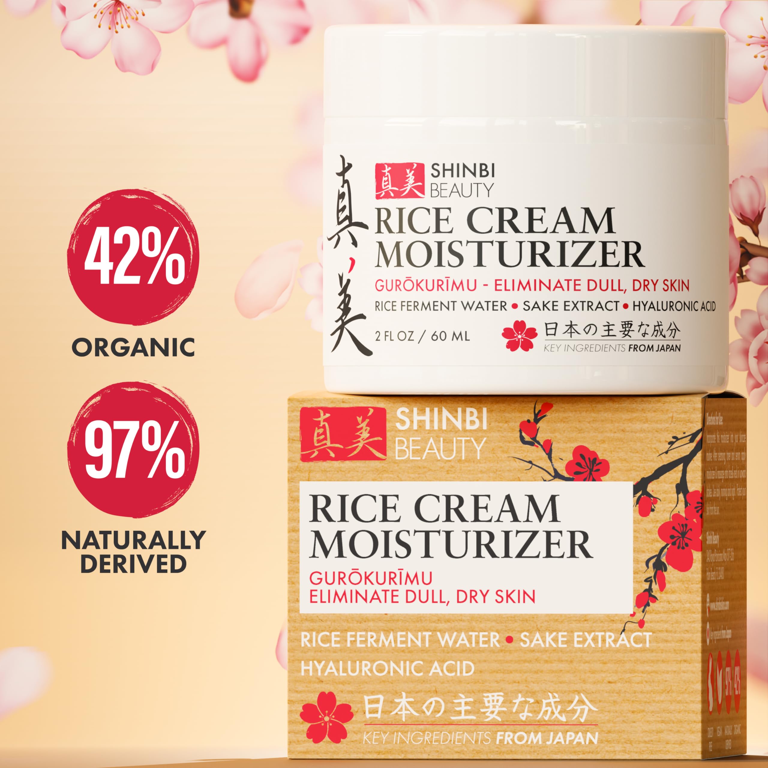 Shinbi Beauty Rice Cream Moisturizer – Rice Ferment & Sake Extract for Japanese Skincare